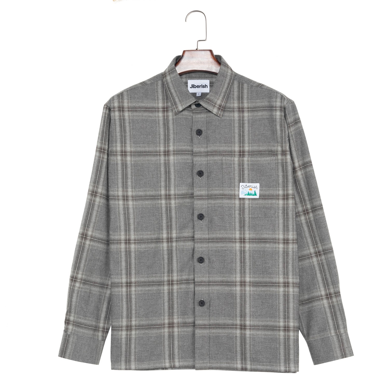 Men's 100% Cotton  Gray Plaid Button Down Long Sleeve Shirts 
