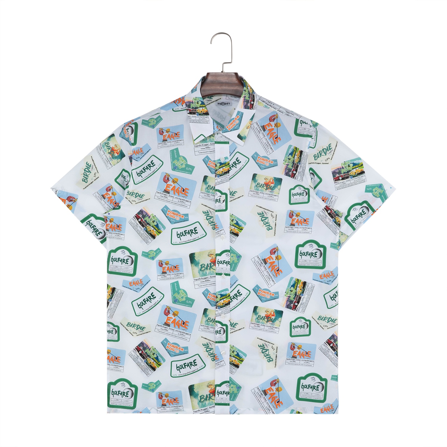 Men's 100% Cotton Colorful Patterns Short  Sleeve Button Down Shirts