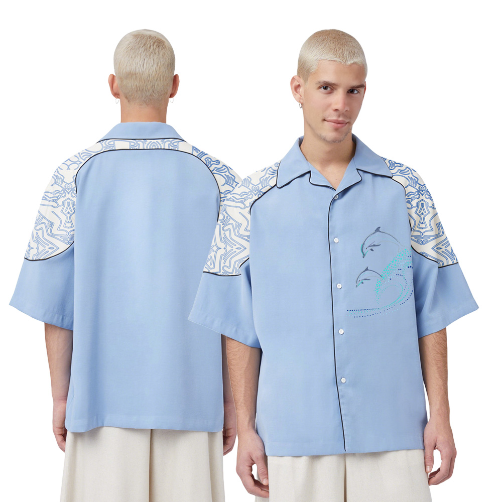 2025 New Design Short Sleeve Button Down Shirts With A Drop Shoulder
