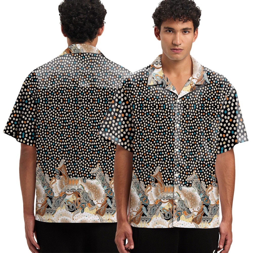 2025 New Design Short Sleeve Button Down Shirts  With Cultural Metaphor
