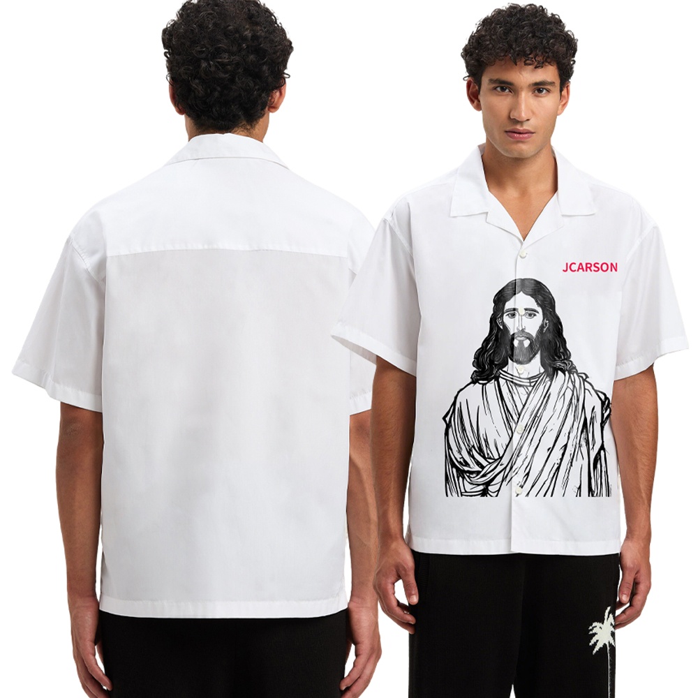 2025 New Design Simple Styles Printing Short Sleeve Button Down Sleeve With Religious Elements
