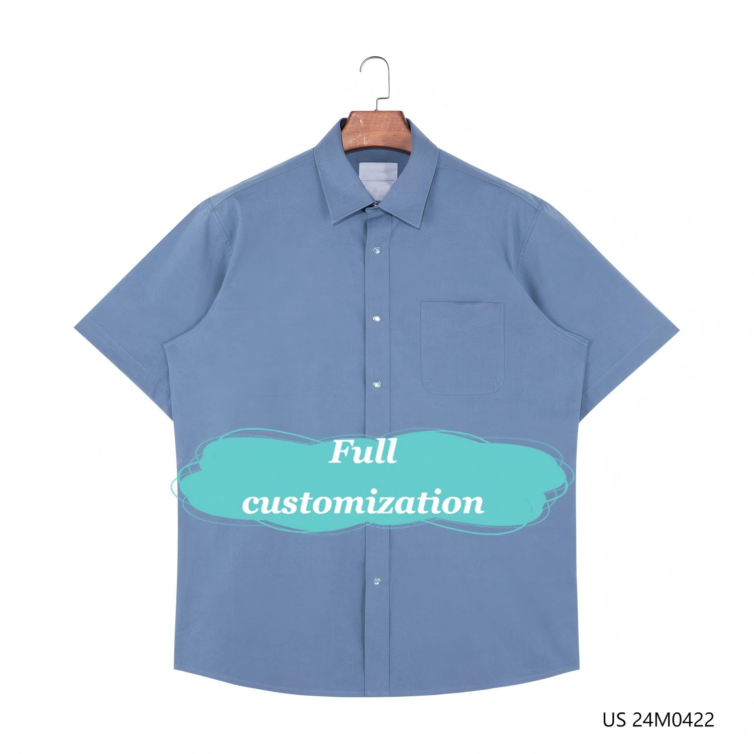 Men's 100% Cotton Plain Short Sleeve Button Down Shirts With Linen