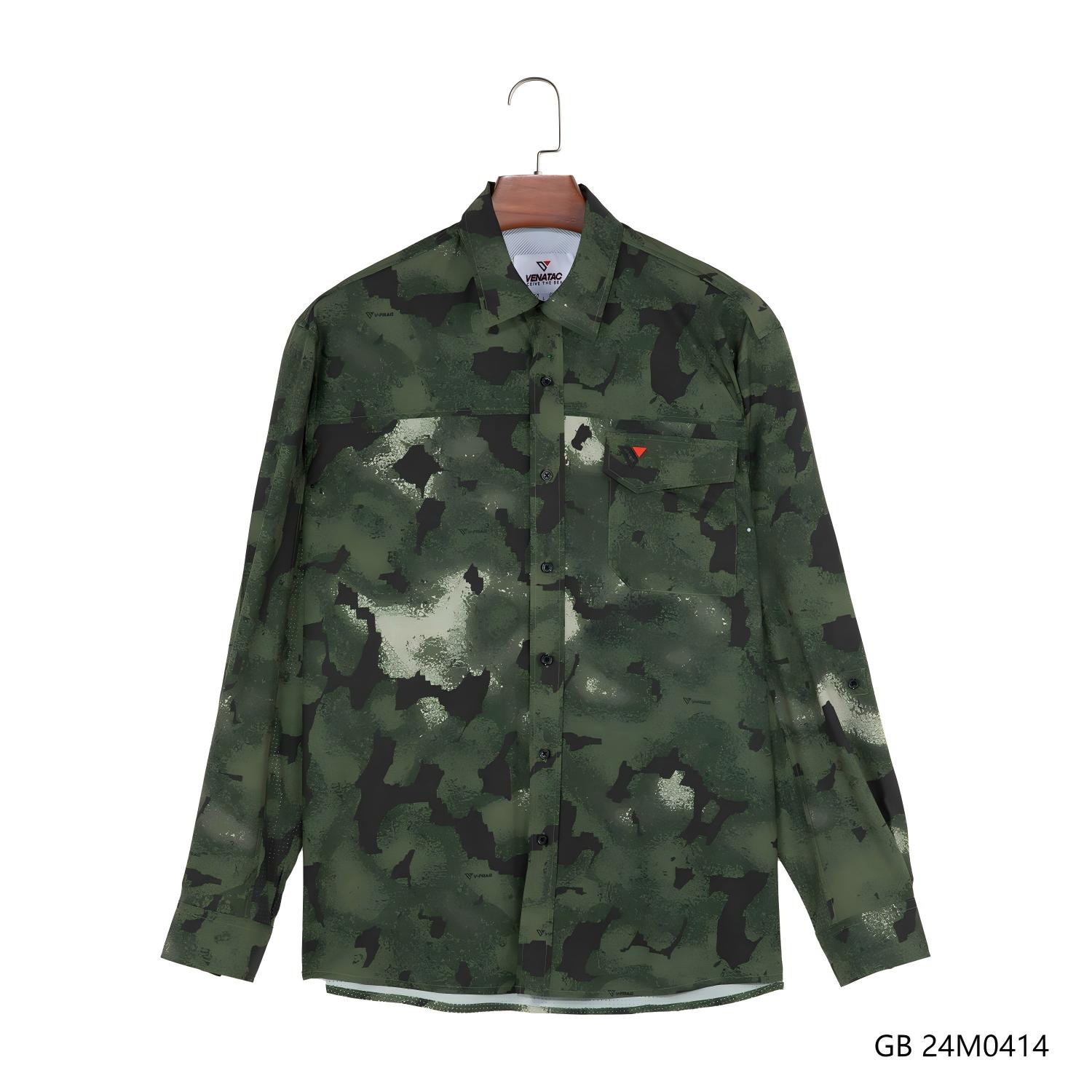 Men's 98% Polyester 2% Spandex Button Down Fishing Long Sleeve Shirts