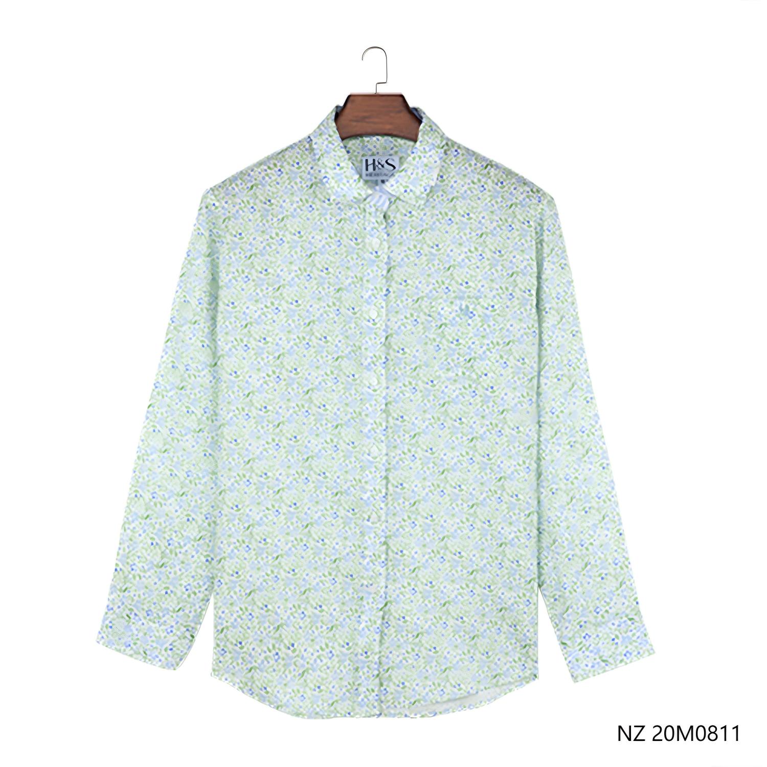 Women's 100% Linen Slim Fit Printing  Button Down Long Sleeve Shirts With  Stripes Collar Support
