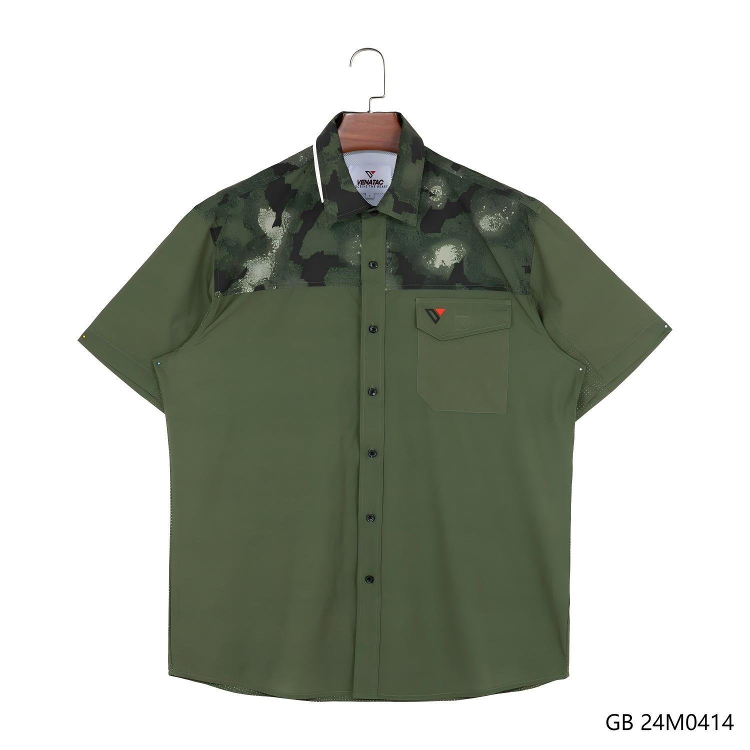 Men's 98% Polyester 2% Spandex Short Sleeve Button Down Fishing Shirts