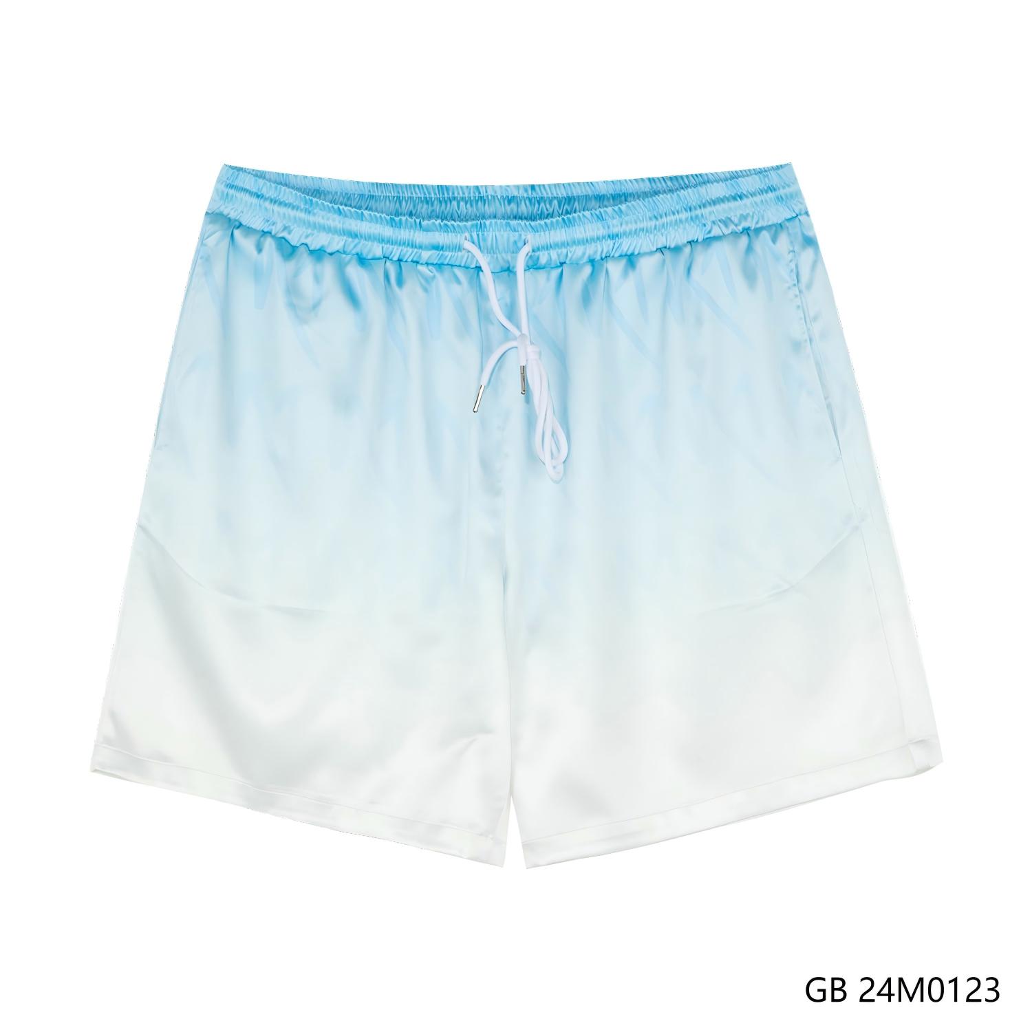 Men's  97% Polyester 3% Spandex Blue Gradient Color Drawstring Shorts