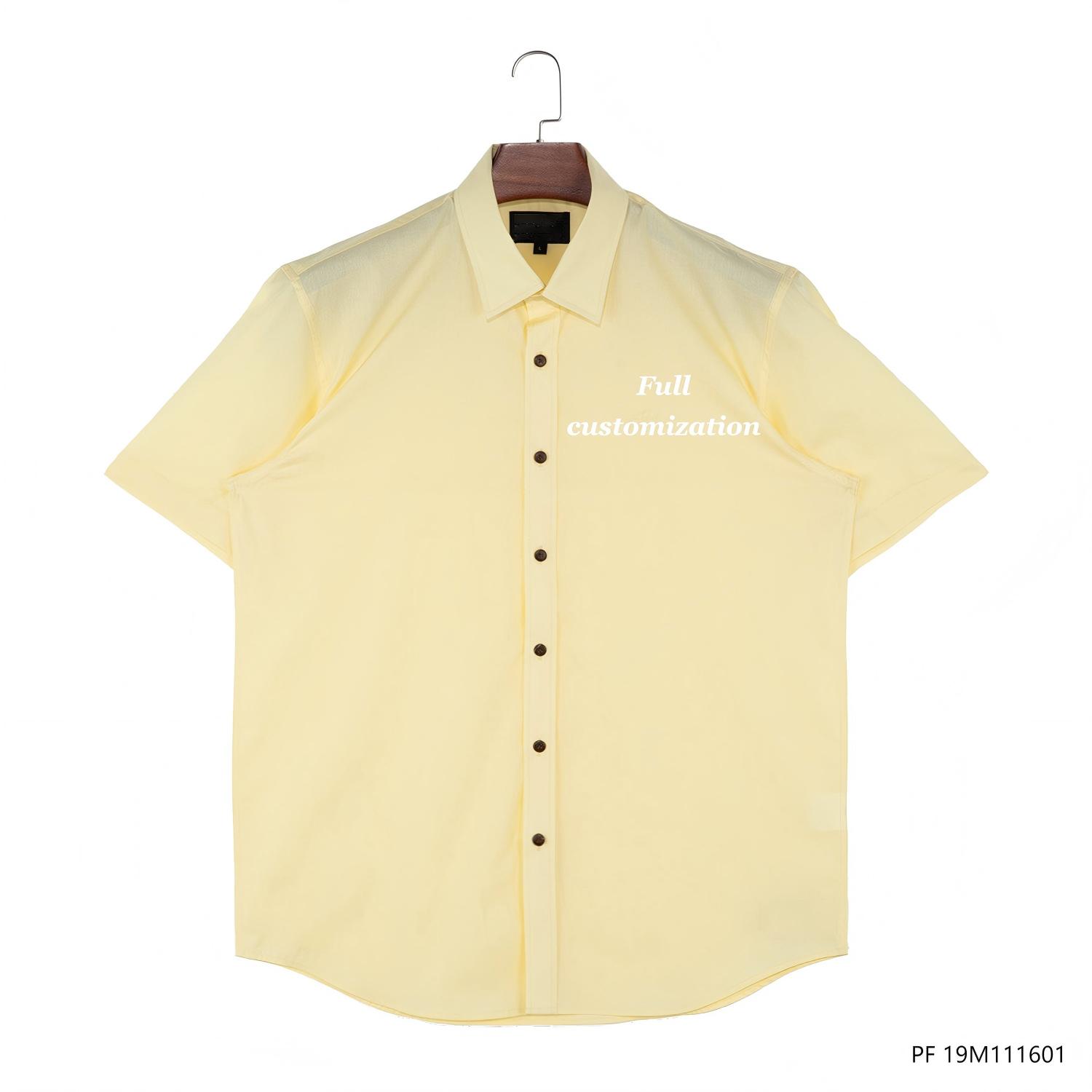 Men's 100% Cotton Customizable Yellow Short Sleeve Button Down Shirts