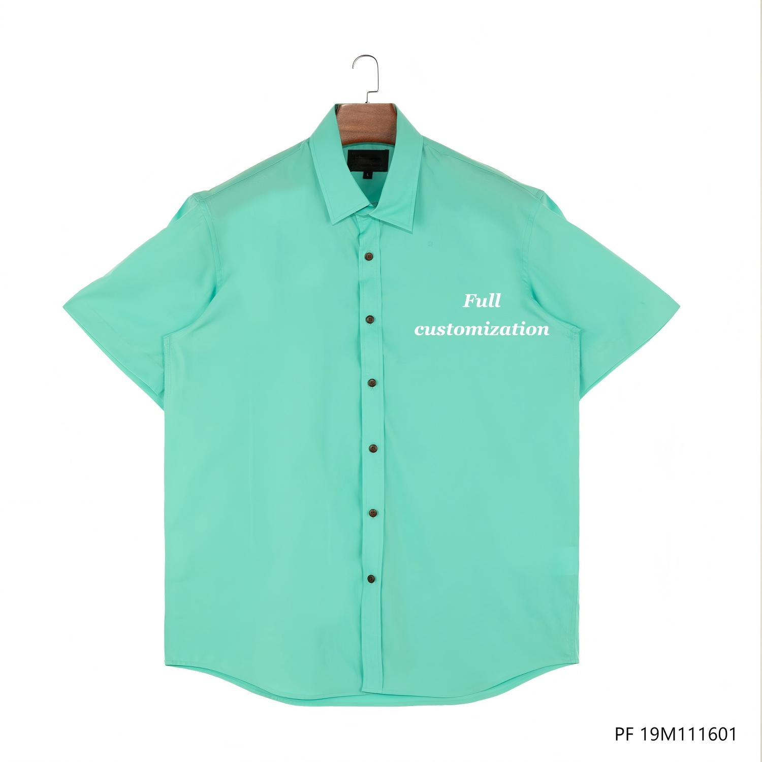 Men's 100% Cotton Customizable Mint Short Sleeve Button Down Shirts