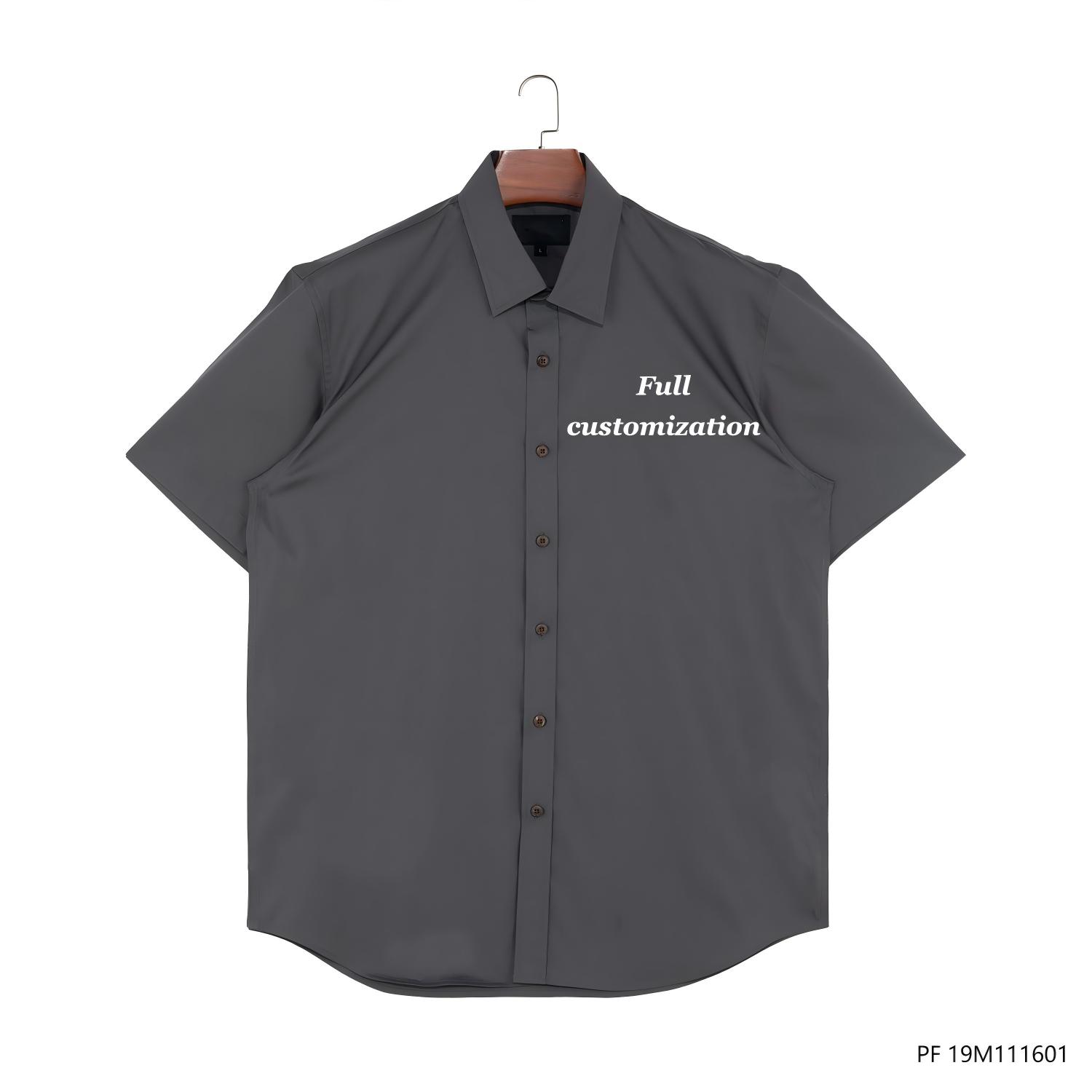 Men's 100% Cotton Customizable Gray Short Sleeve Button Down Shirts