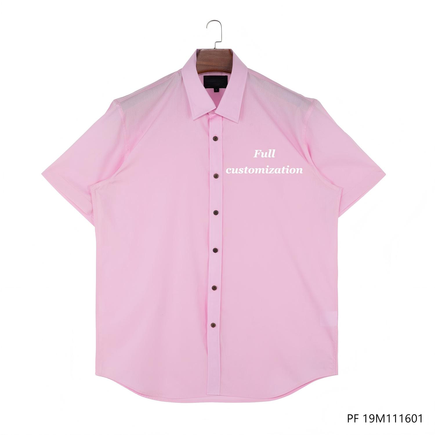 Men's 100% Cotton Customizable Pink Short Sleeve Button Down Shirts