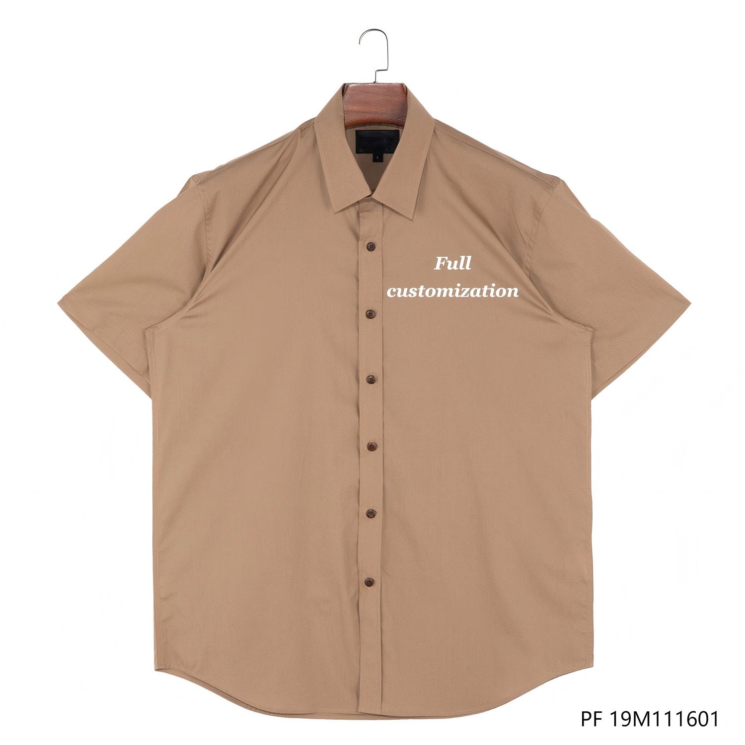 Men's 100% Cotton Customizable Brown Short Sleeve Button Down Shirts