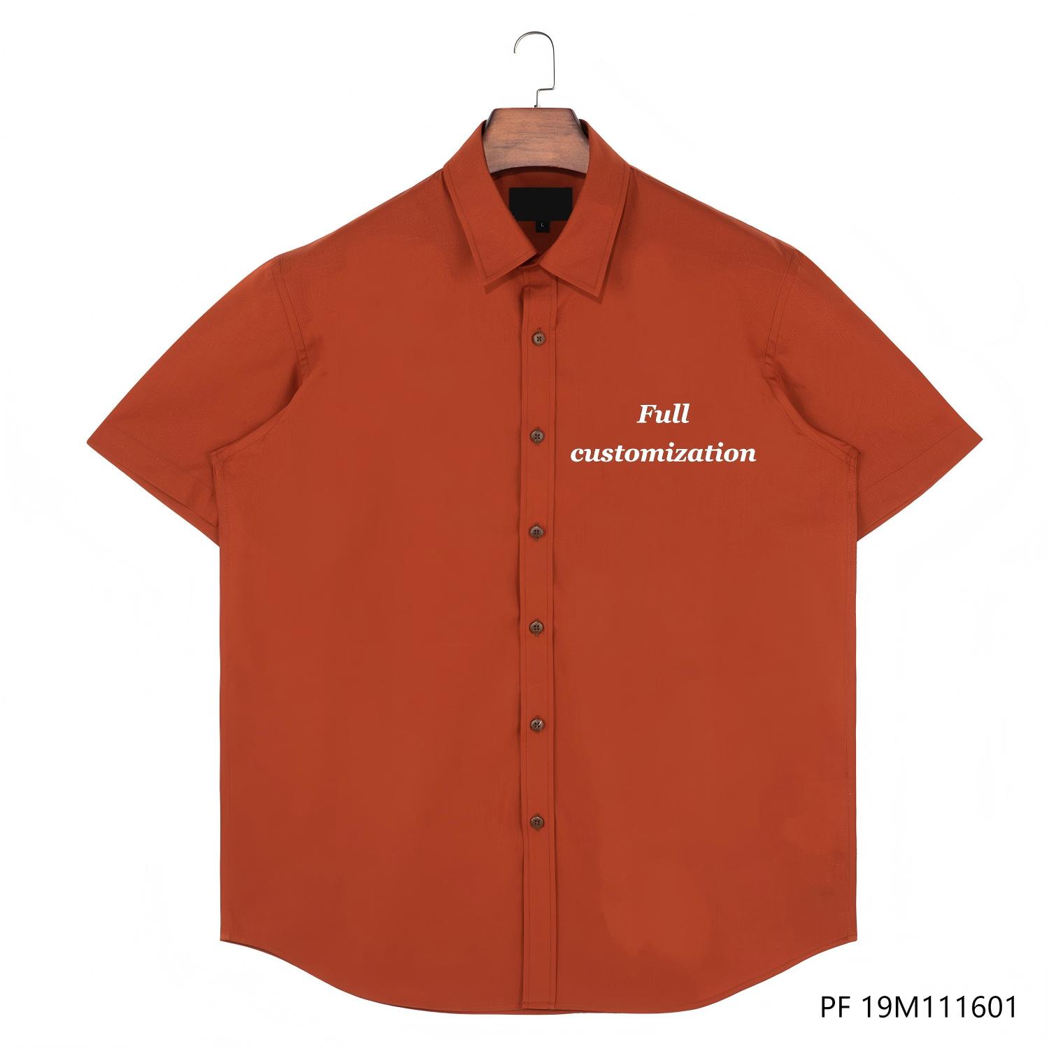 Men's 100% Cotton Customizable Red Short Sleeve Button Down Shirts