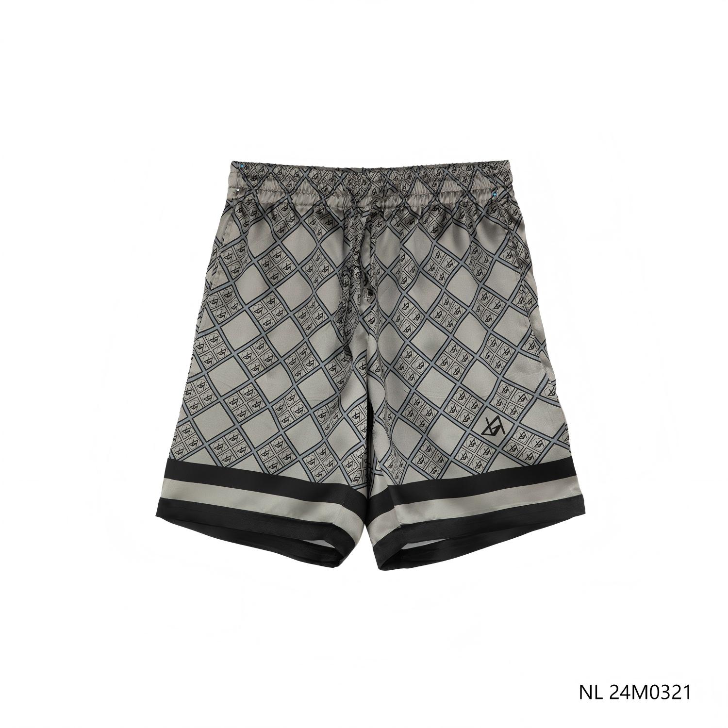 Men's 100% Silk Printed Plaid Shorts