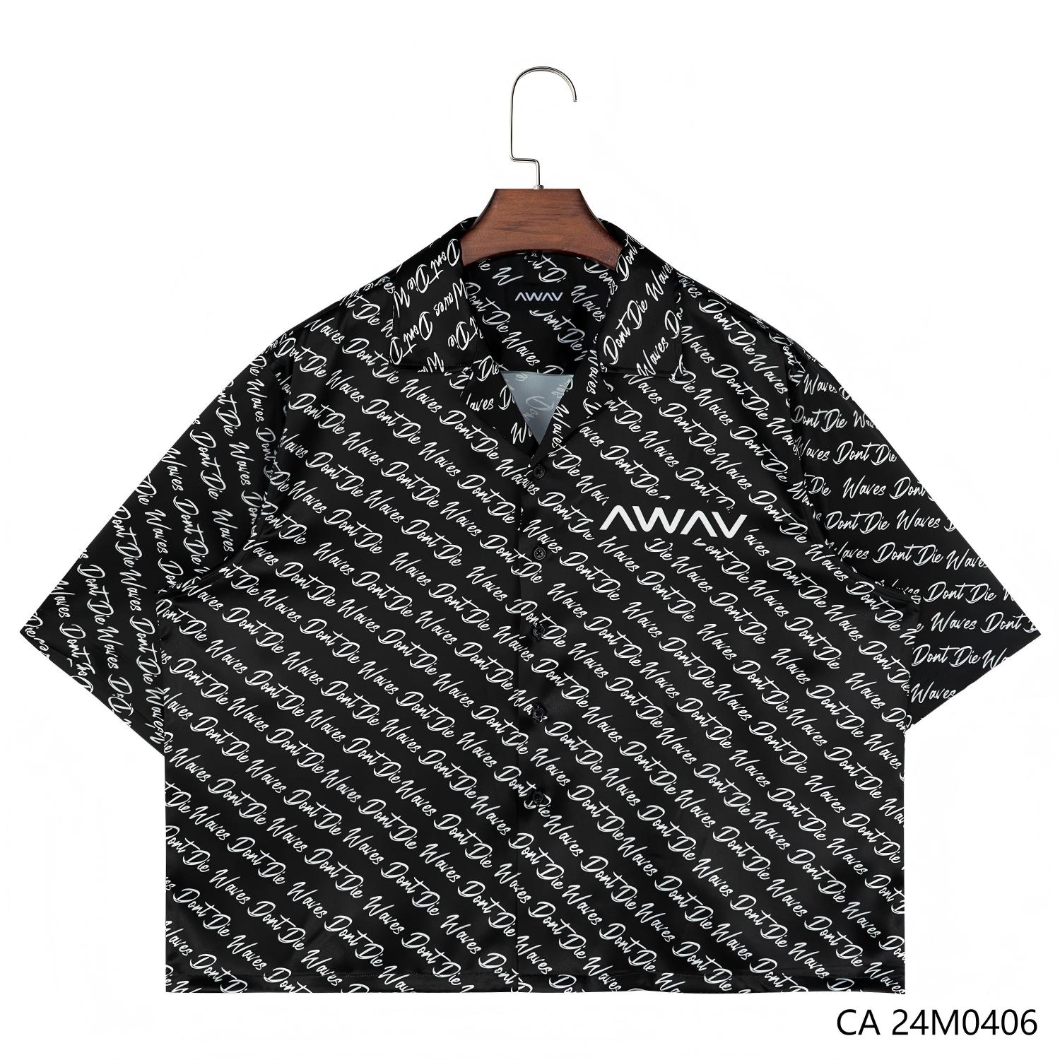 Men's 48% Polyester 37% Recycled 15% Spandex Black Printing Short Sleeve Button Down Shirts