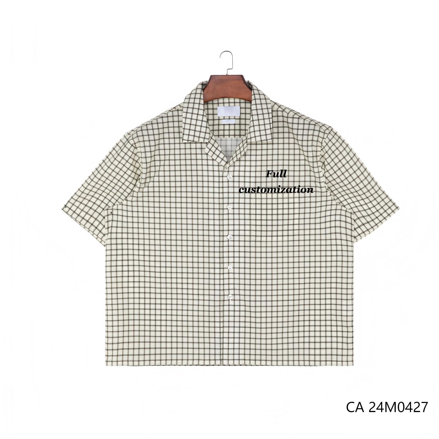 Men's 100% Cotton Custom High Quality Summer Printed Leisure Oversized Vintage Plaid Short Sleeves Button Down Shirts