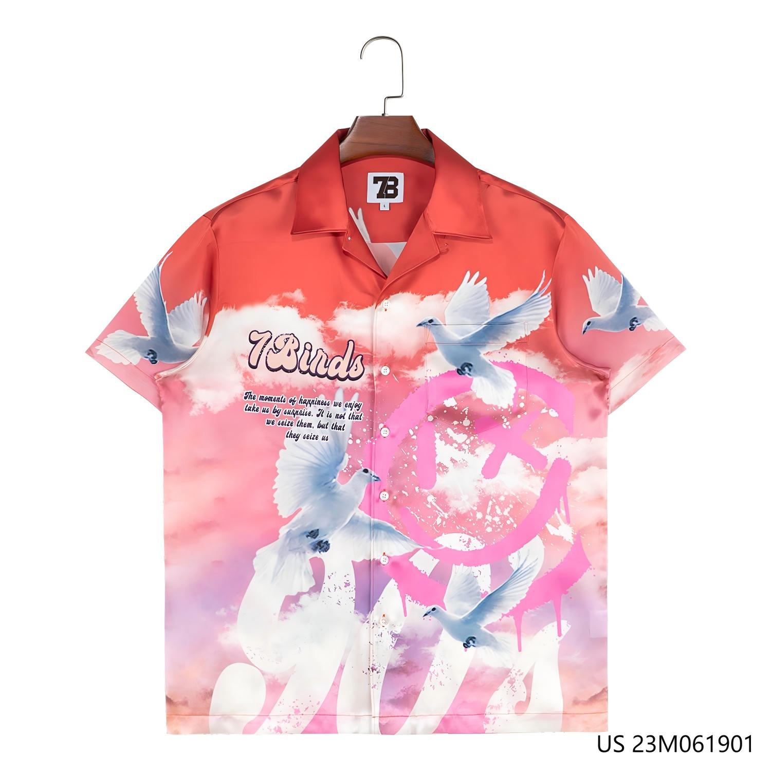 Men's 100% Silk Mutiple Colors Printed Short Sleeve Button Down Shirts