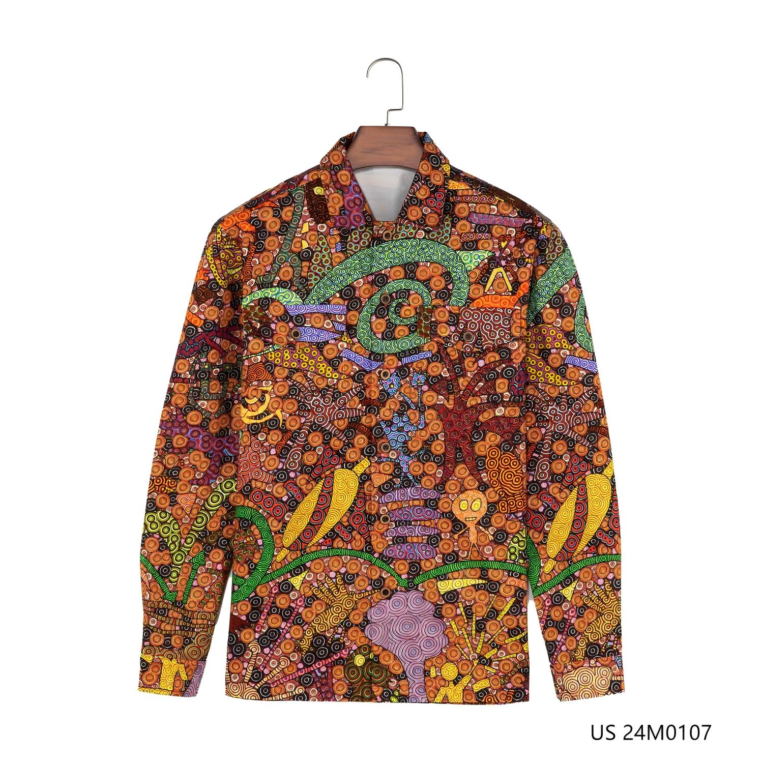 Men's 100% Cotton Printed  Button Down Long Sleeve Shirts
