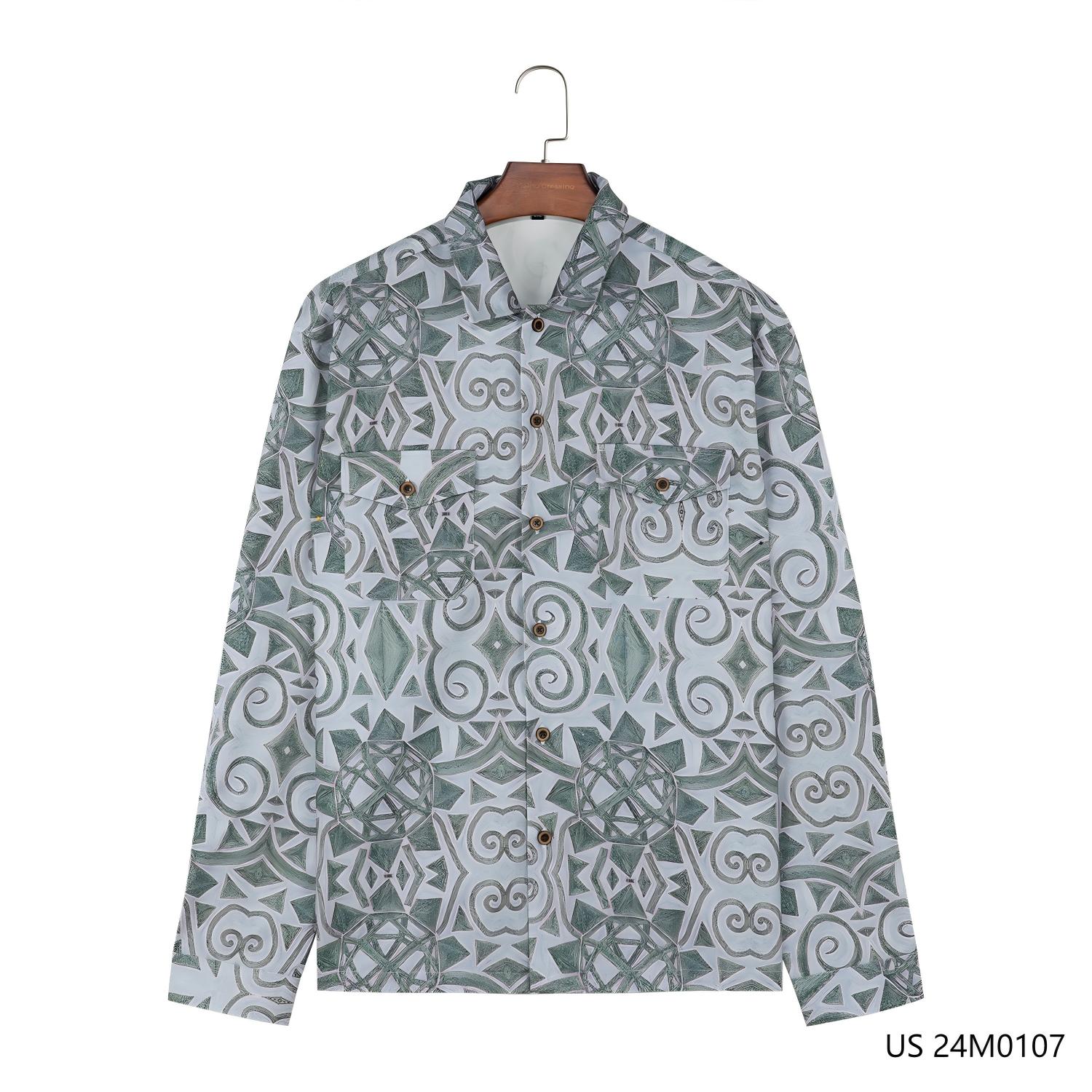 Men's 100% Cotton Printed Button Down Long Sleeve Shirts