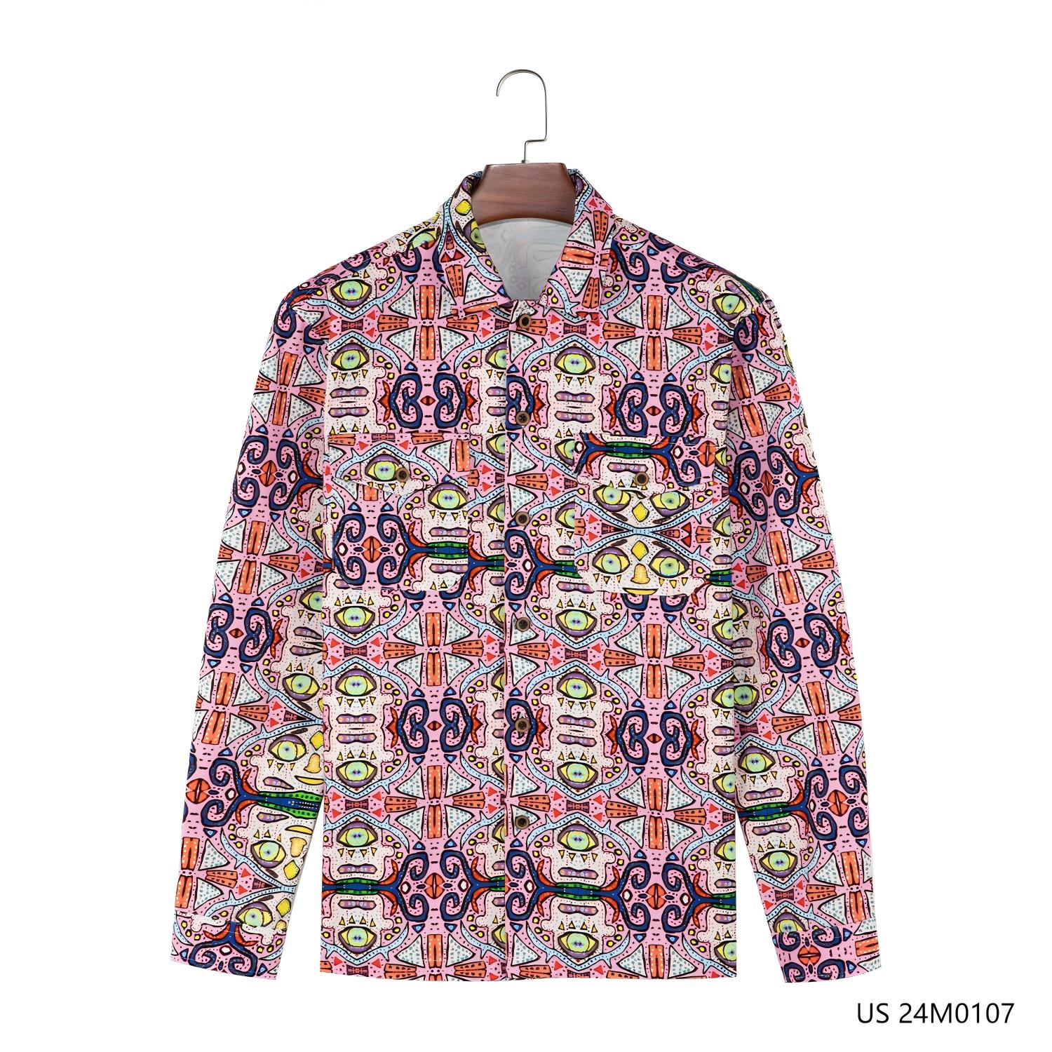 Men's 100% Cotton Printed Button Down Long Sleeve Shirts