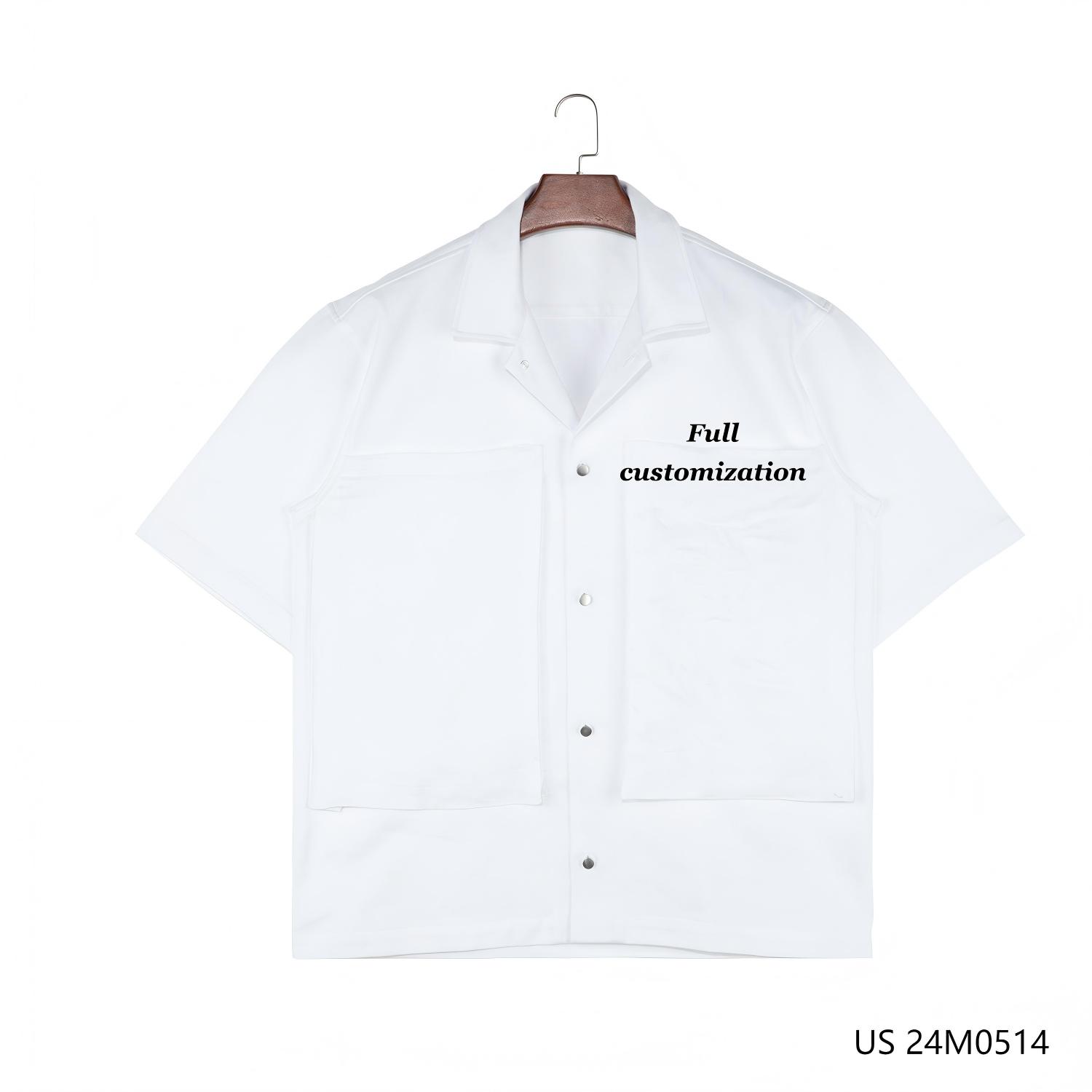 Men's 100% Cotton Short Sleeve Button Down Shirts With Two Big Pocket On The Front
