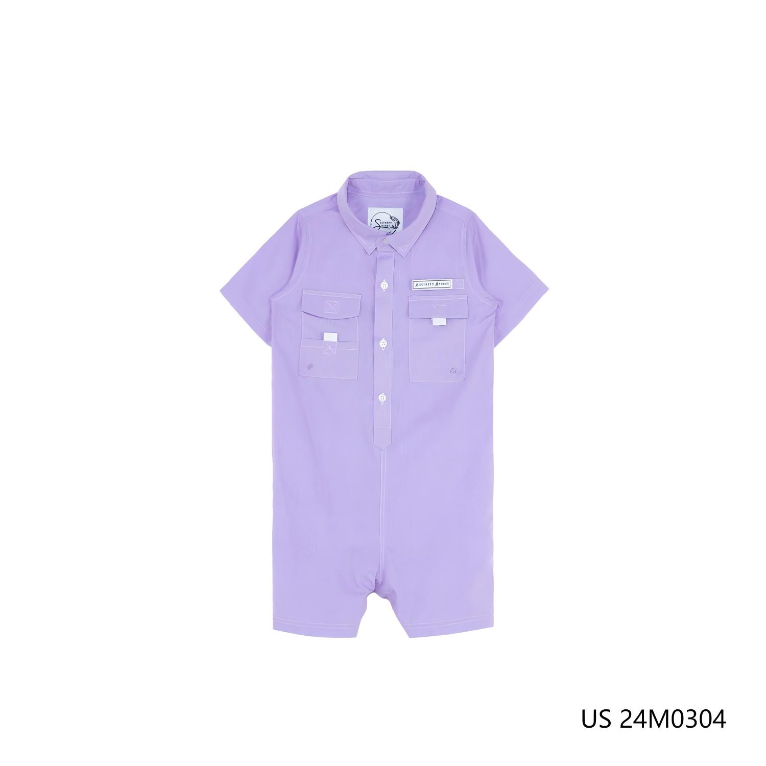 100% Cotton Custom Logo Purple Plaid Print New Born Baby Clothes Onesie Baby Romper Newborn Clothes