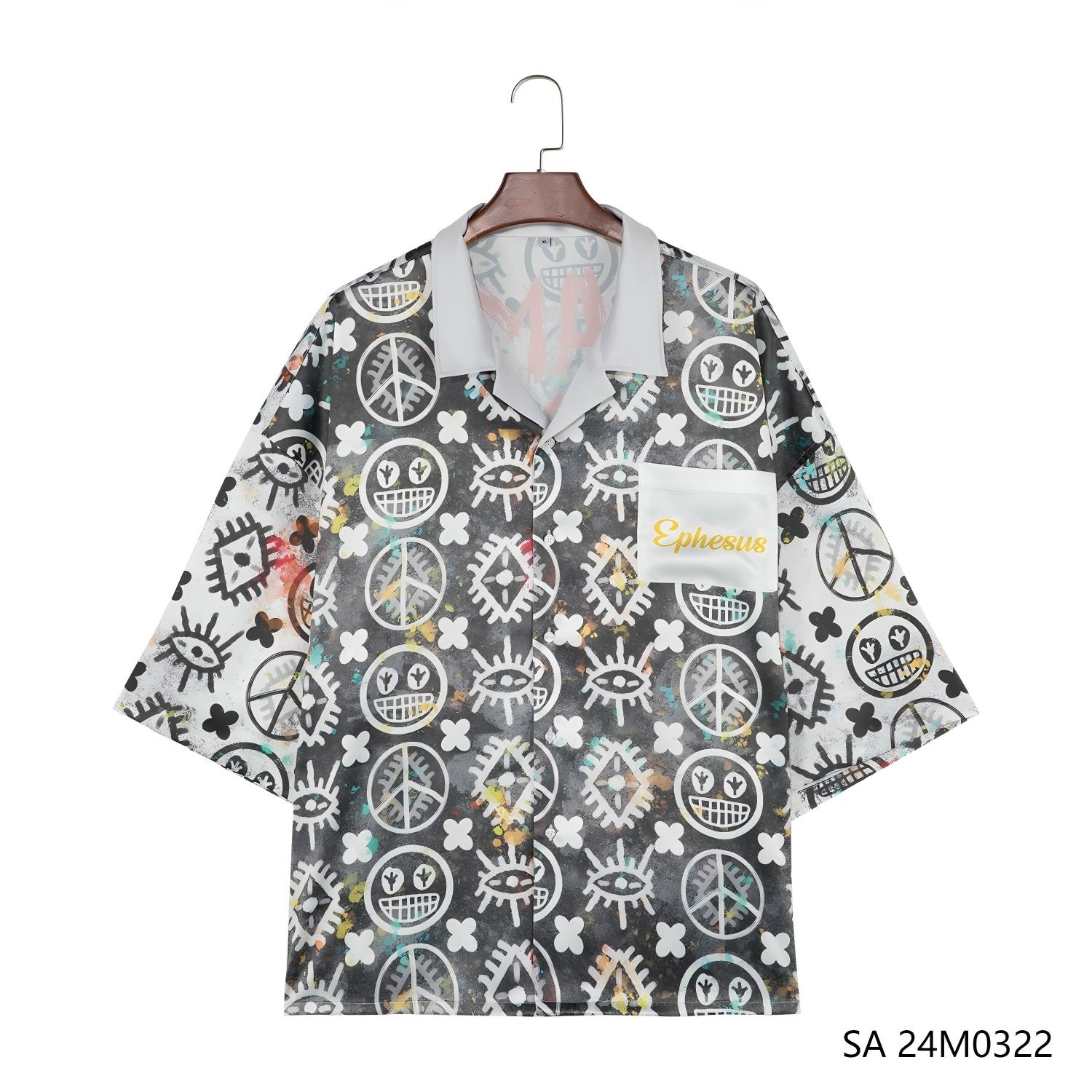 Men's 97% Polyester 3% Spandex Printed Multiple Colors Ink-splashing Effect Patchwork Short Sleeve Button Down Shirts