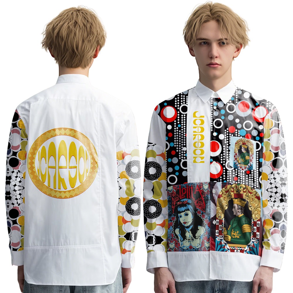 2025 New Design Artistic Style Printed  Button Down Full Sleeve Shirts With Turn-down Collar
