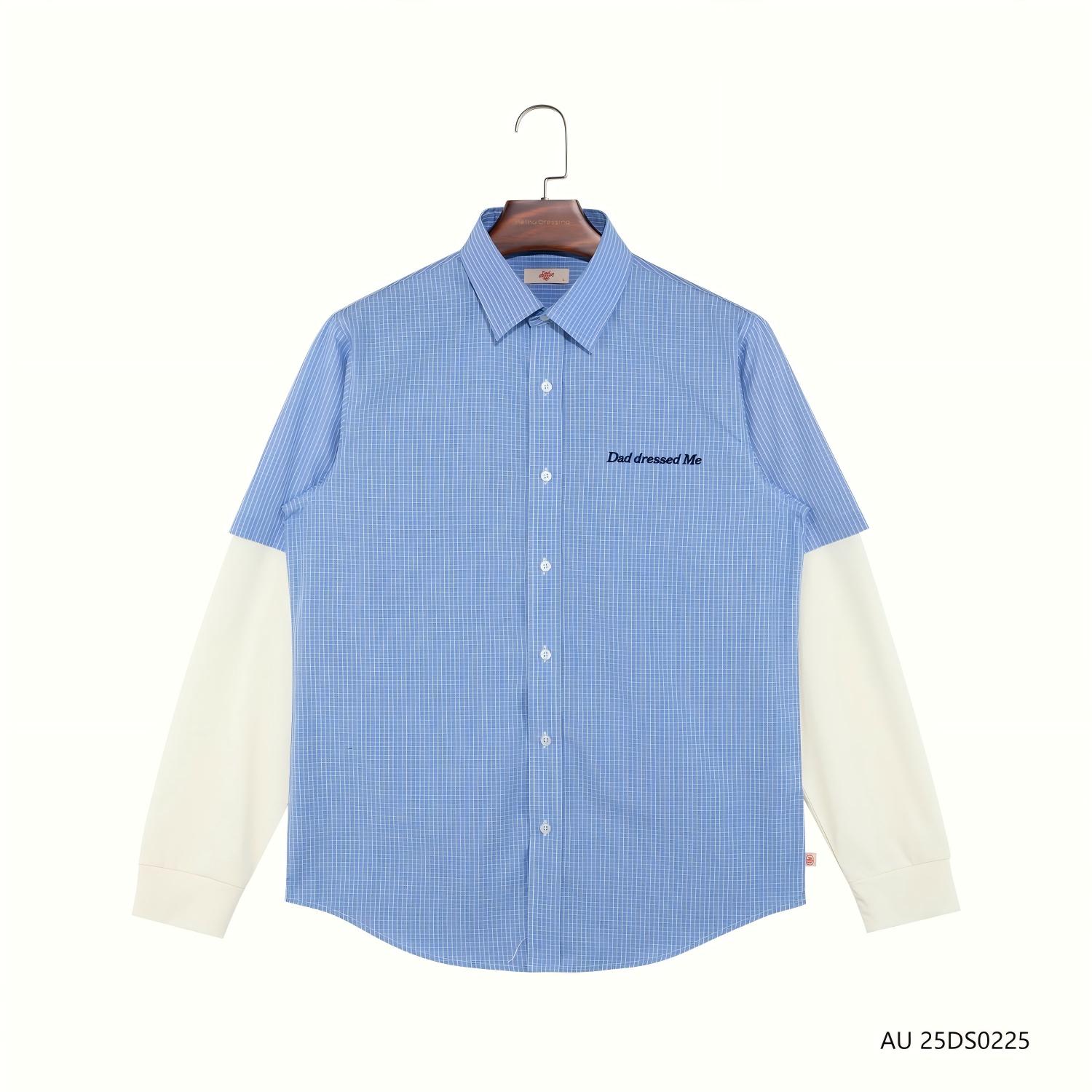 2025 New Style Men's 100% Cotton Embroidered Patchwork Button Down Long Sleeve Shirts