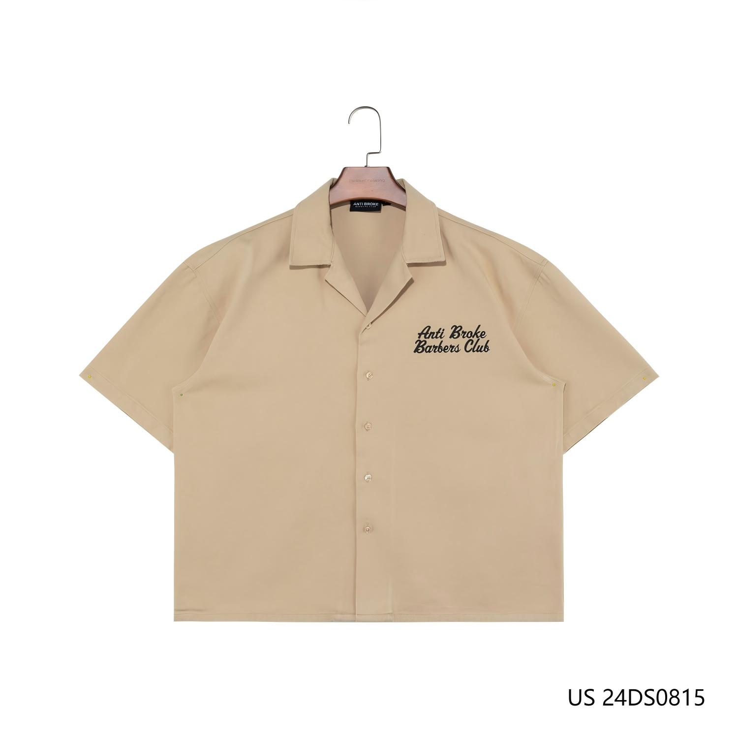 New Style Men's 100% Cotton khaki Plain Short Sleeve Button Down Shirts