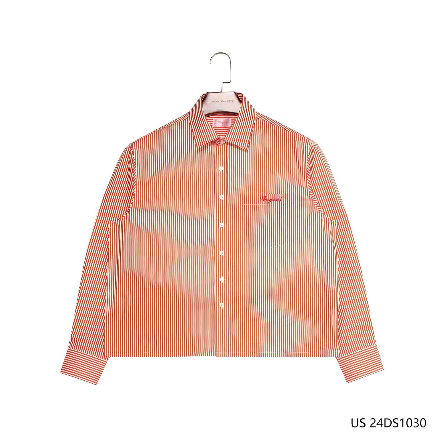 Men's 100% Cotton Red Plain Stripes Embroidered Button Down Long Sleeve Shirts 