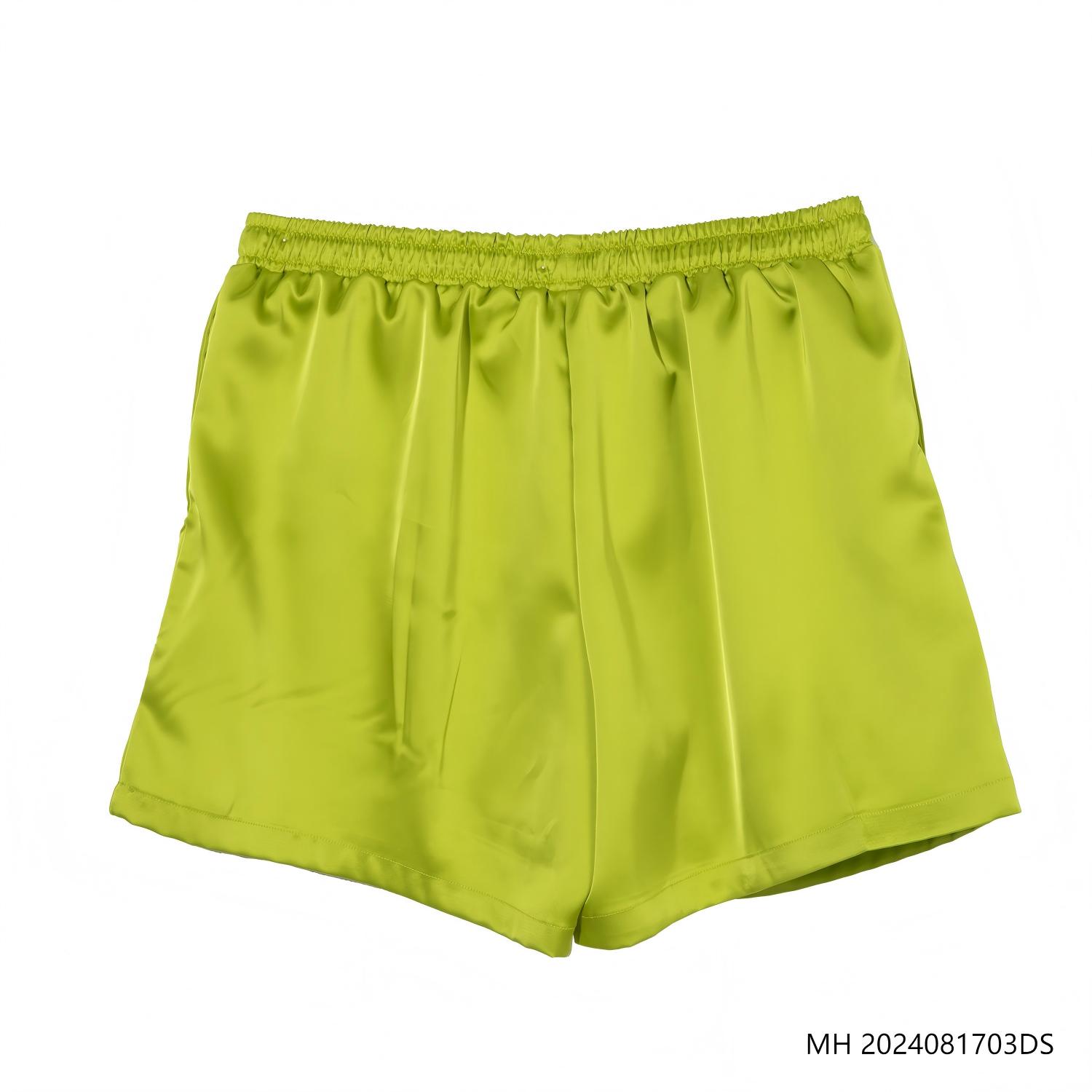 Men's 100% Polyester Plain Green String-fastened Shorts