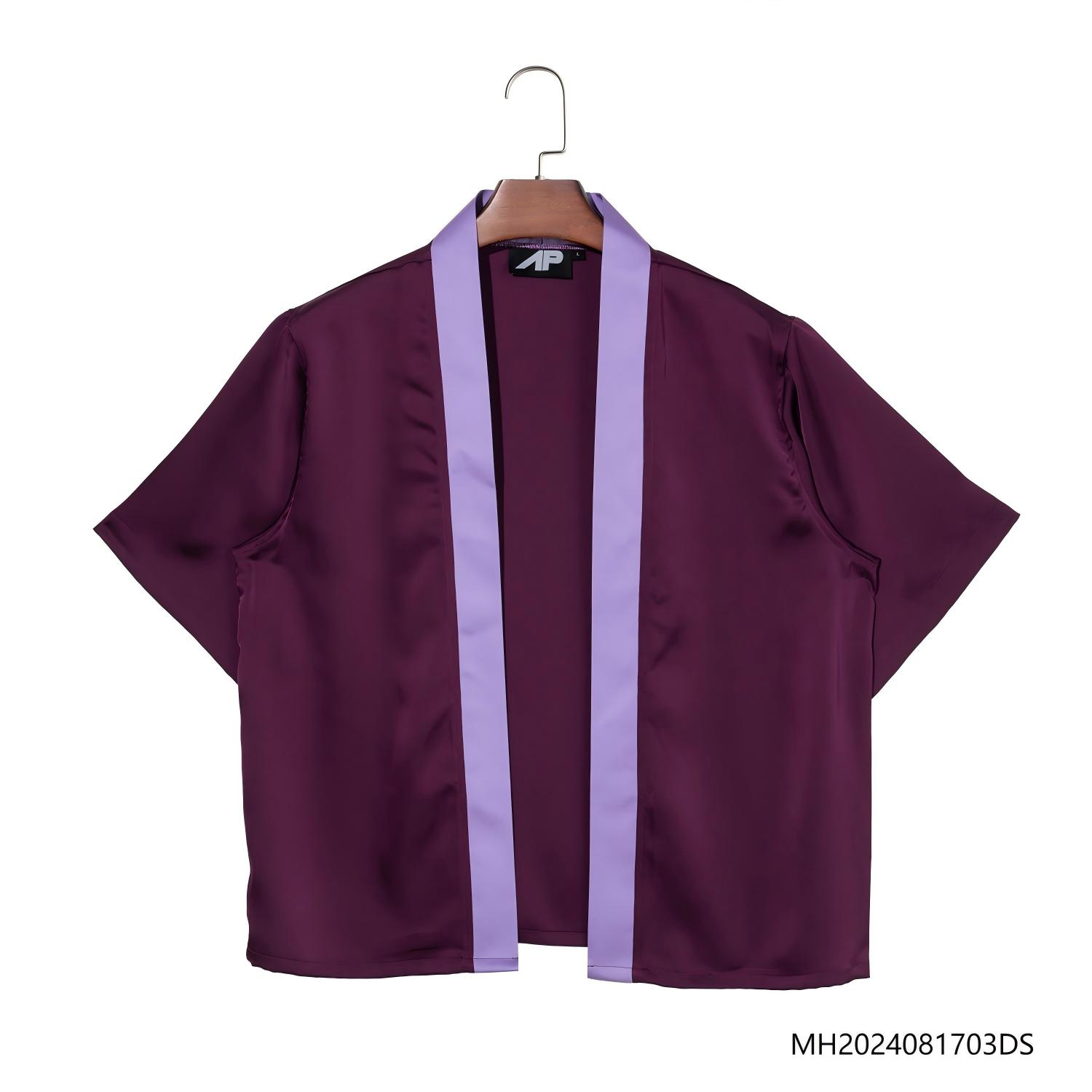 Men's 100% Polyester Wholesale Lightweight  Purple Short Sleeve Cardigan Design for Trainings and Competitions