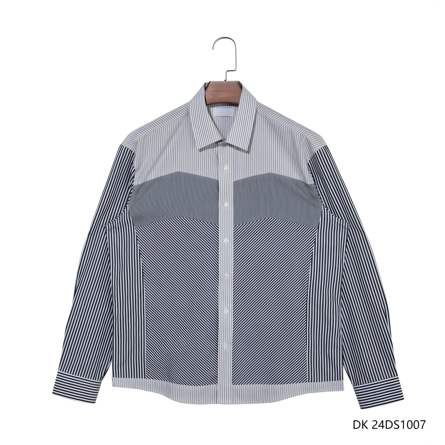 Men's 100% Cotton Stripes Contrast Color Button Down Long Sleeve Shirts