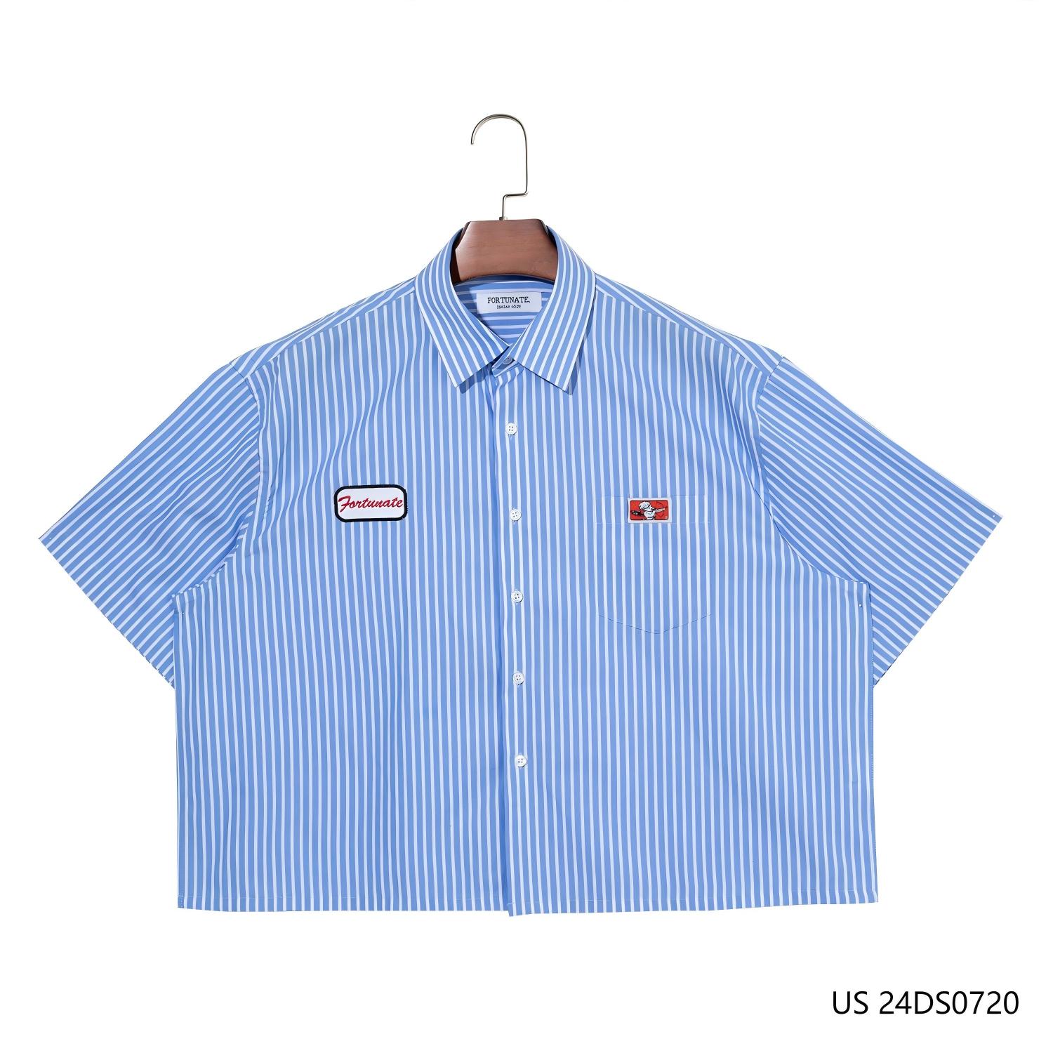 Men's Plain Vertical Stripes Short Sleeve Button Down Shirts
