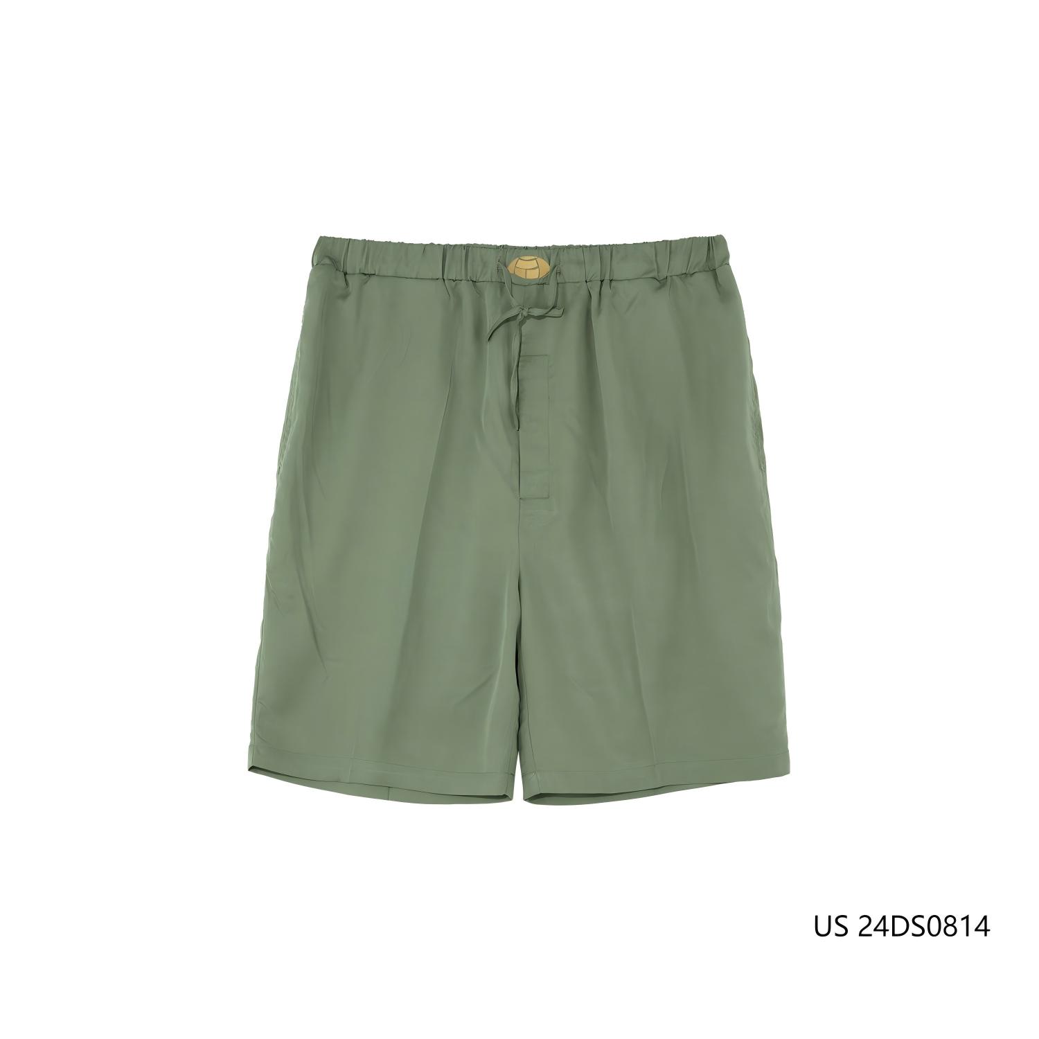 Men's 100% Tencel Green Plain Embroidered Shorts