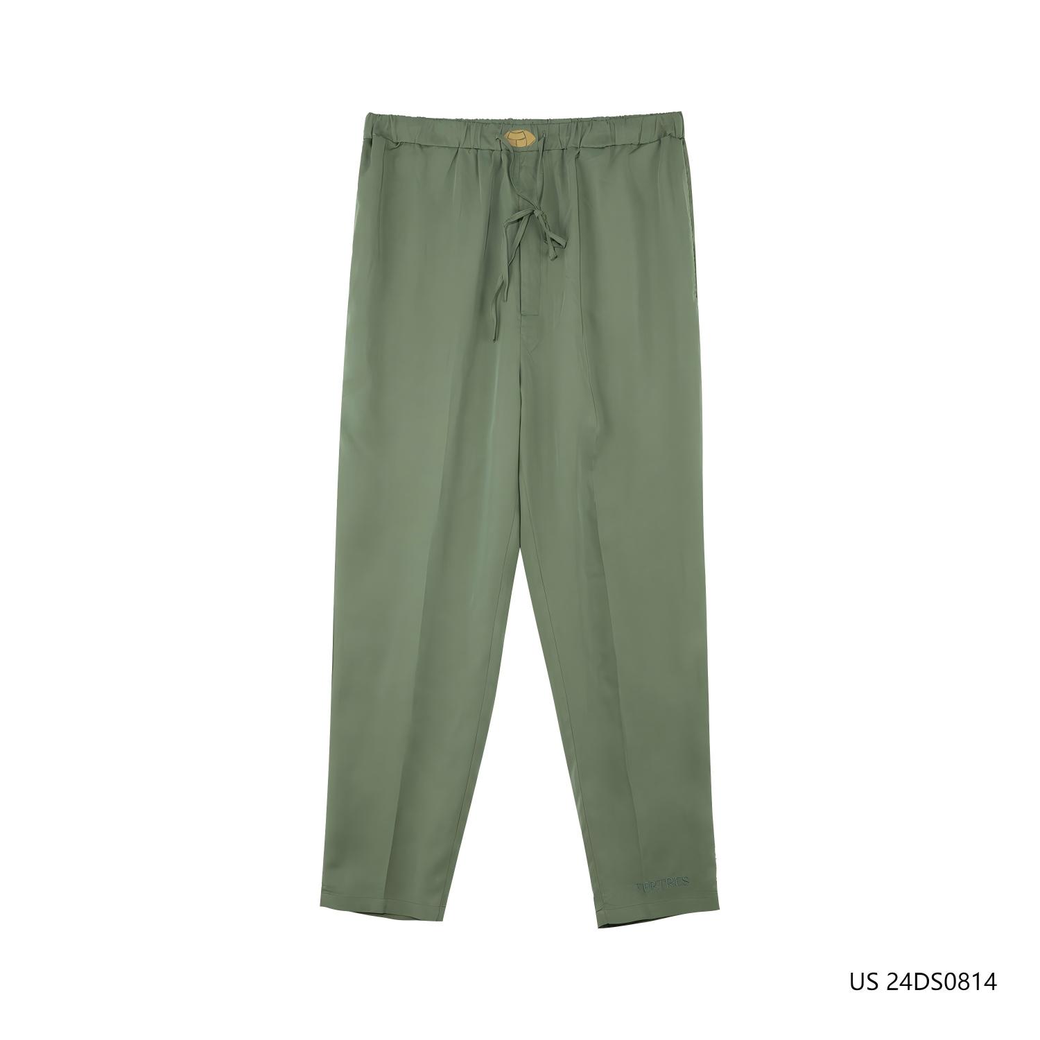 Men's 100% Tencel Green Plain Embroidered Trousers