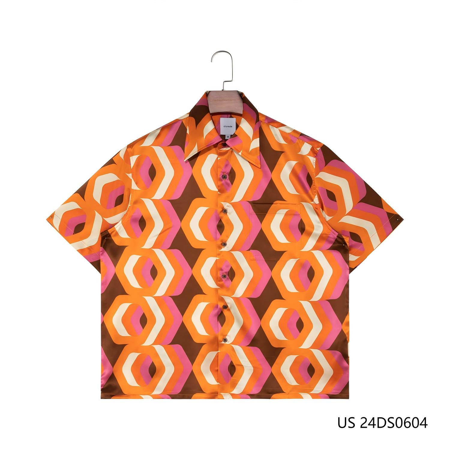 Men's 100% Silk Colorful Short Sleeve Button Down Shirts
