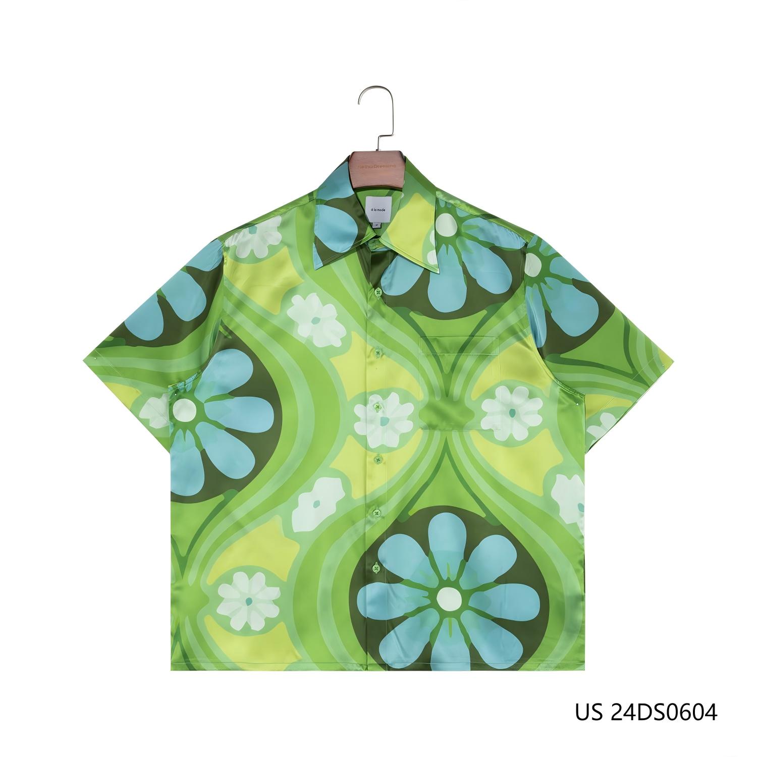 Men's 100% Silk Colorful Short Sleeve Button Down Shirts