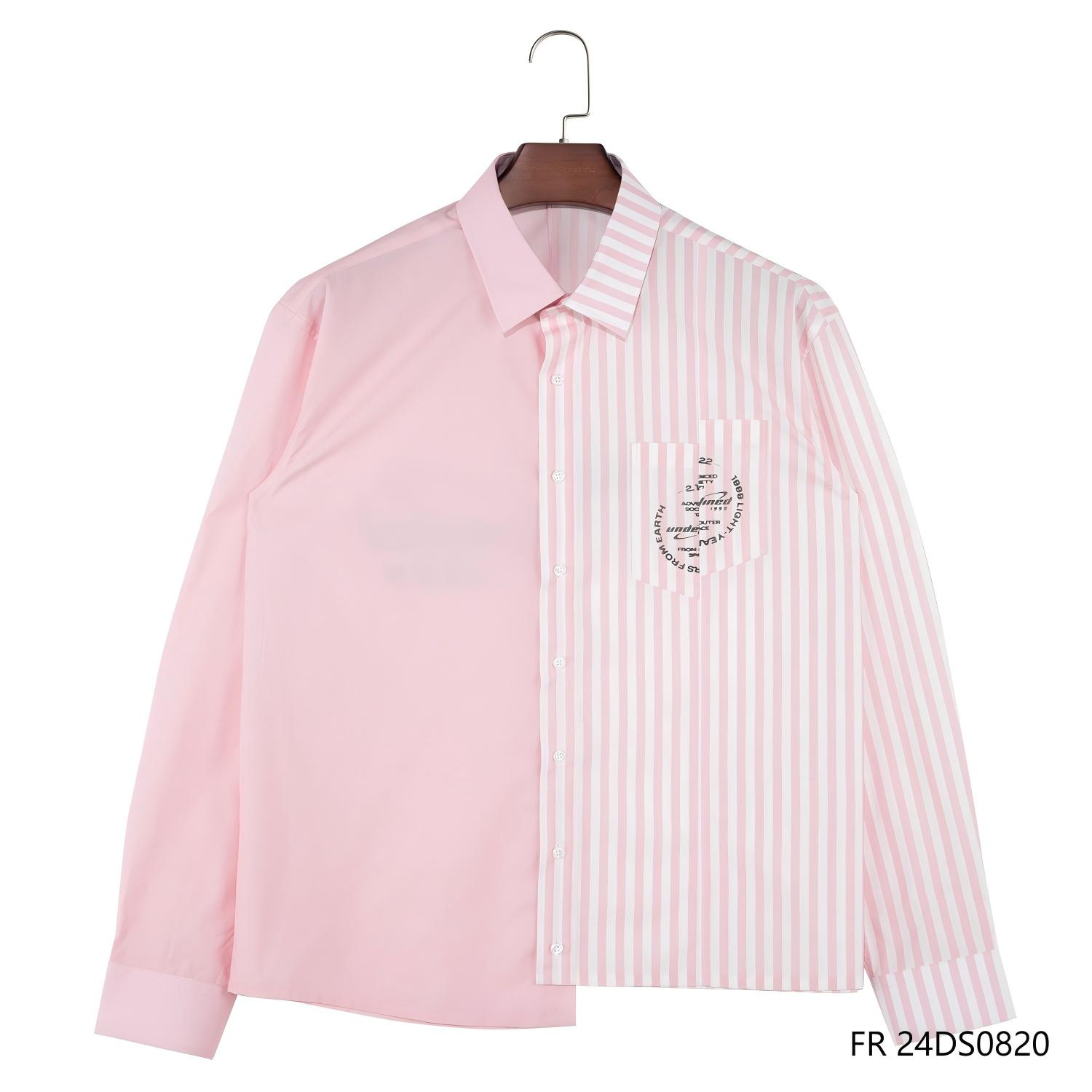 Men's 100% Cotton Plain And Stripes Contrast Button Down Long Sleeve Shirts