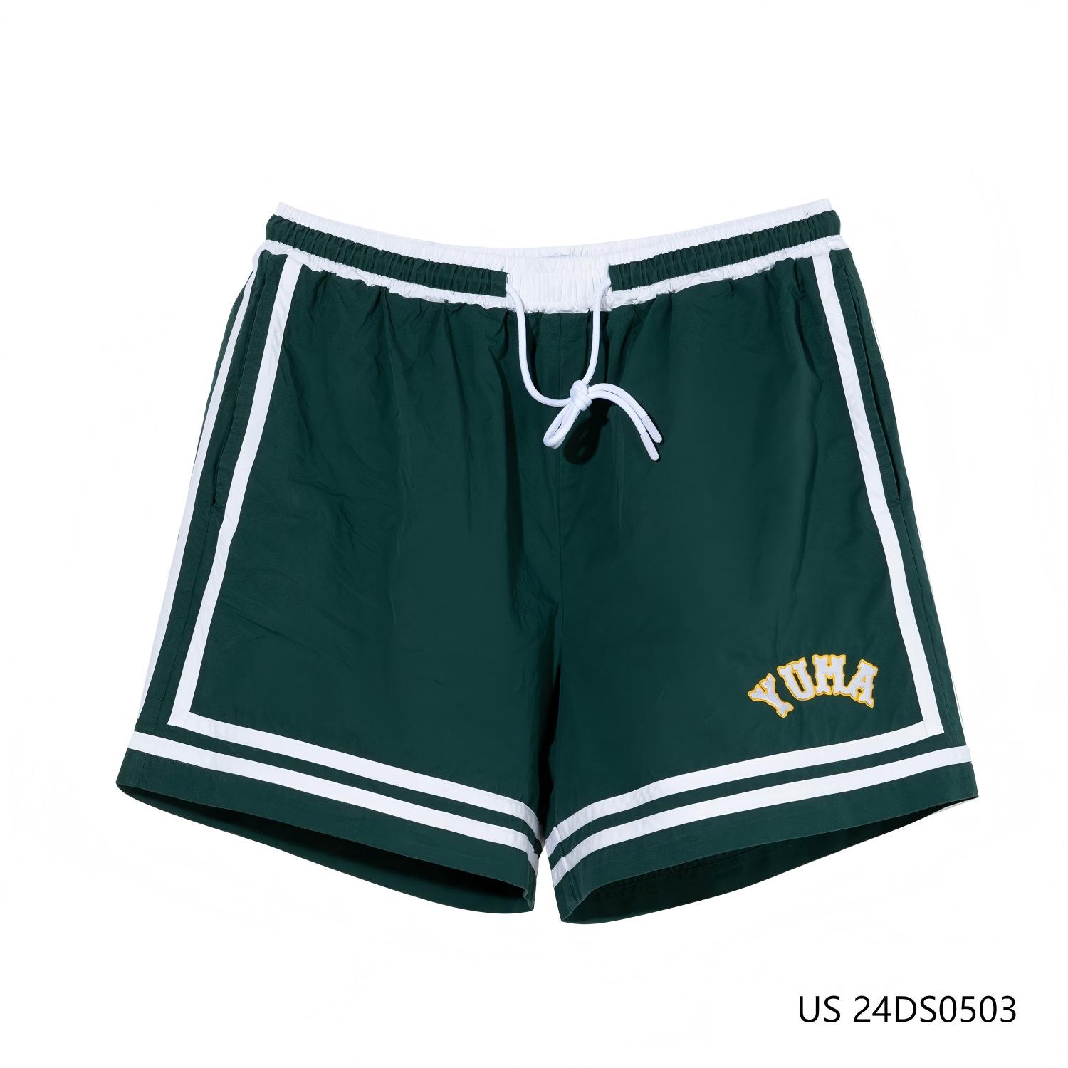 Men's 100% Cotton Embroidered Contrast Color String-fastened Shorts