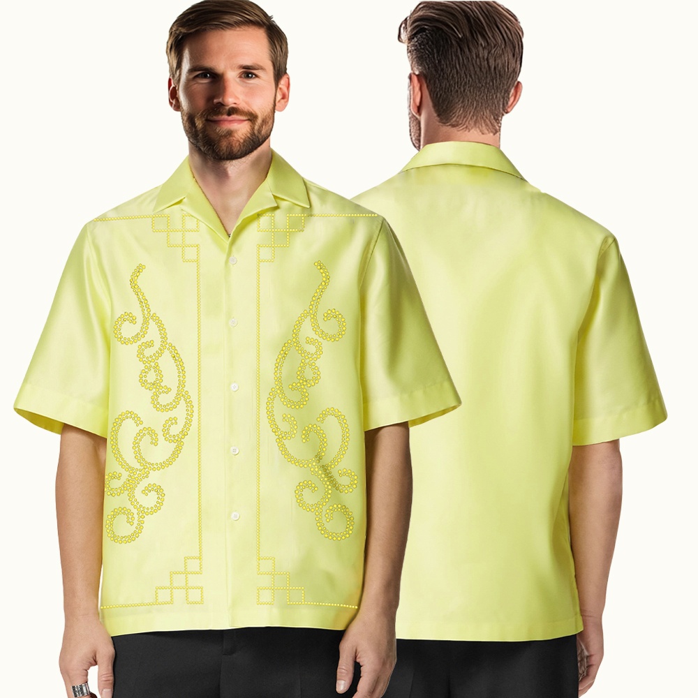 2025 New Design Heat Transfer Rhinestones Button Down Short Sleeve Shirts