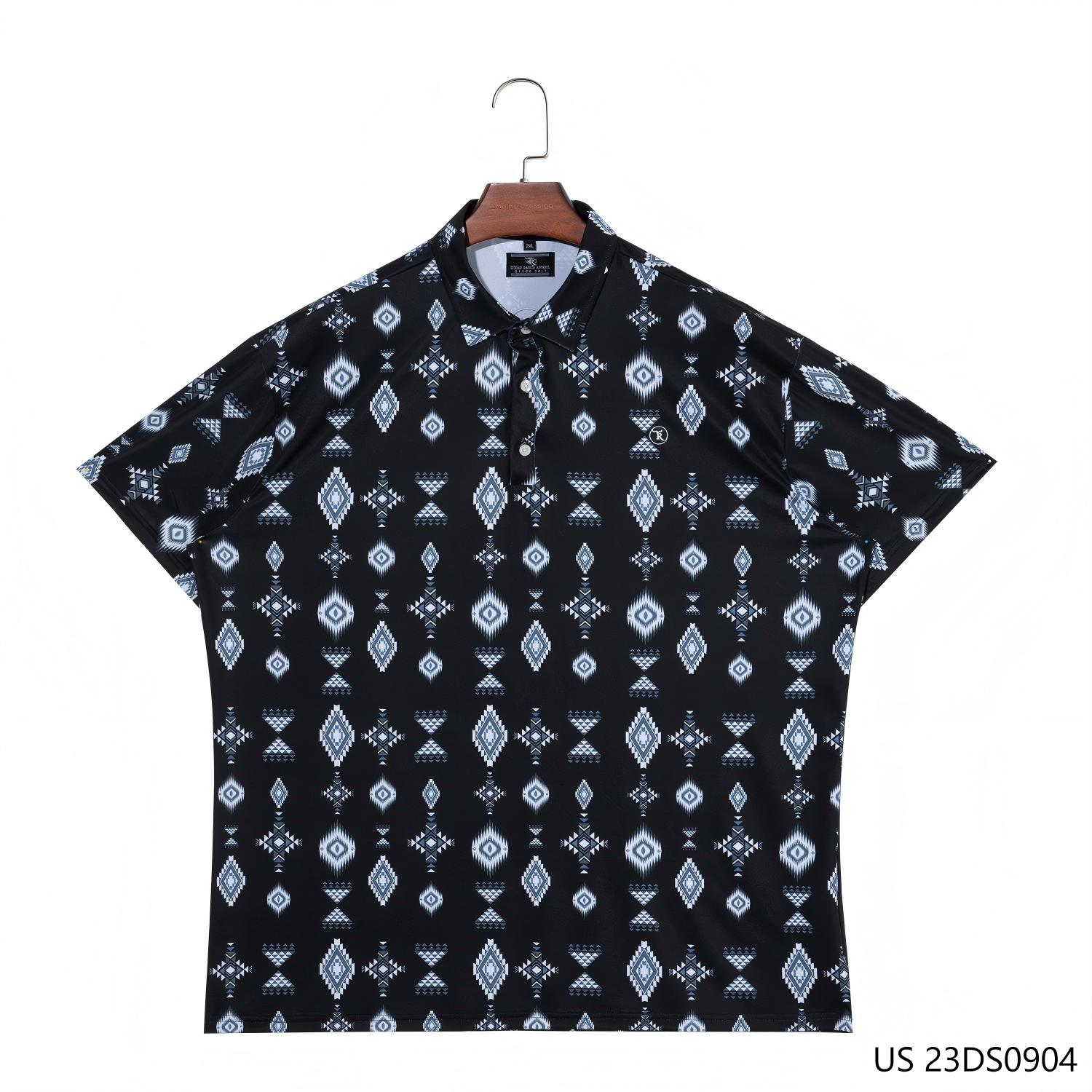 Men's Colorful Printing Short Sleeve Button Down Polo Shirts With Mutiple Elements