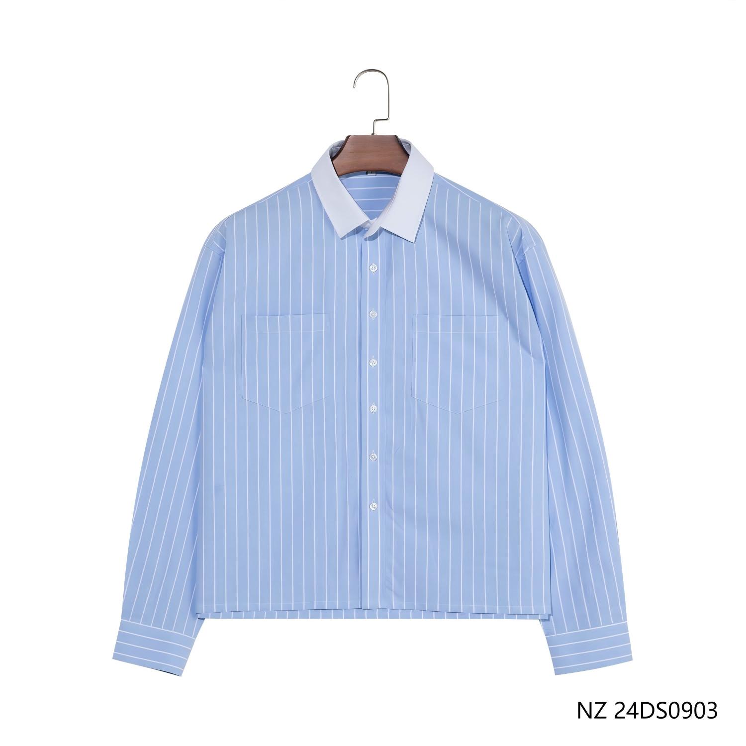 Men's 100% Cotton Blue And White Stripes Button Down Long Sleeve Shirts