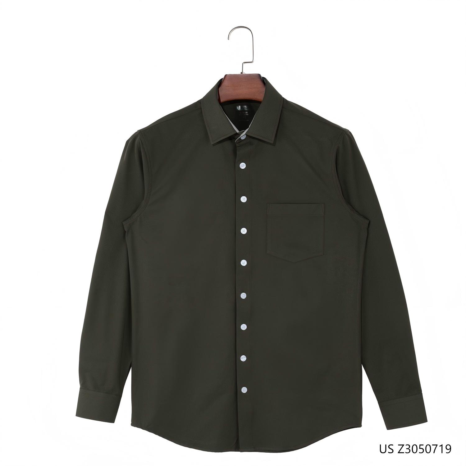 Men's Slim Fit Green Button Down Long Sleeve Shirts