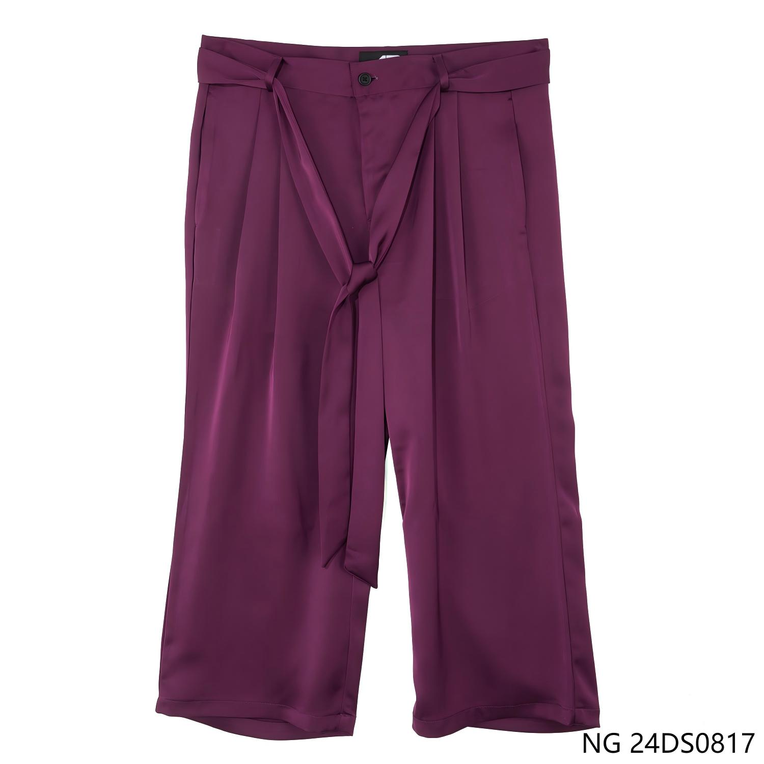 Men's 100% Polyester Purple Loose Fit Drawstring Trousers