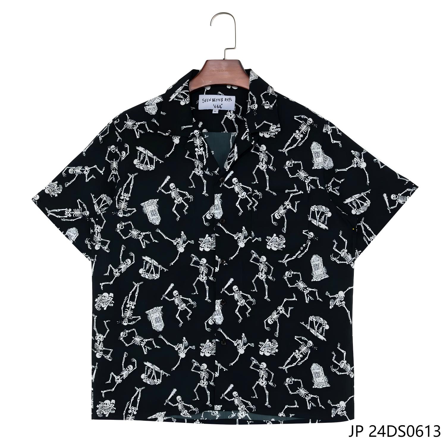 Men's 100% Rayon Short Sleeve Button Down Shirts  With Some Zombie Patterns