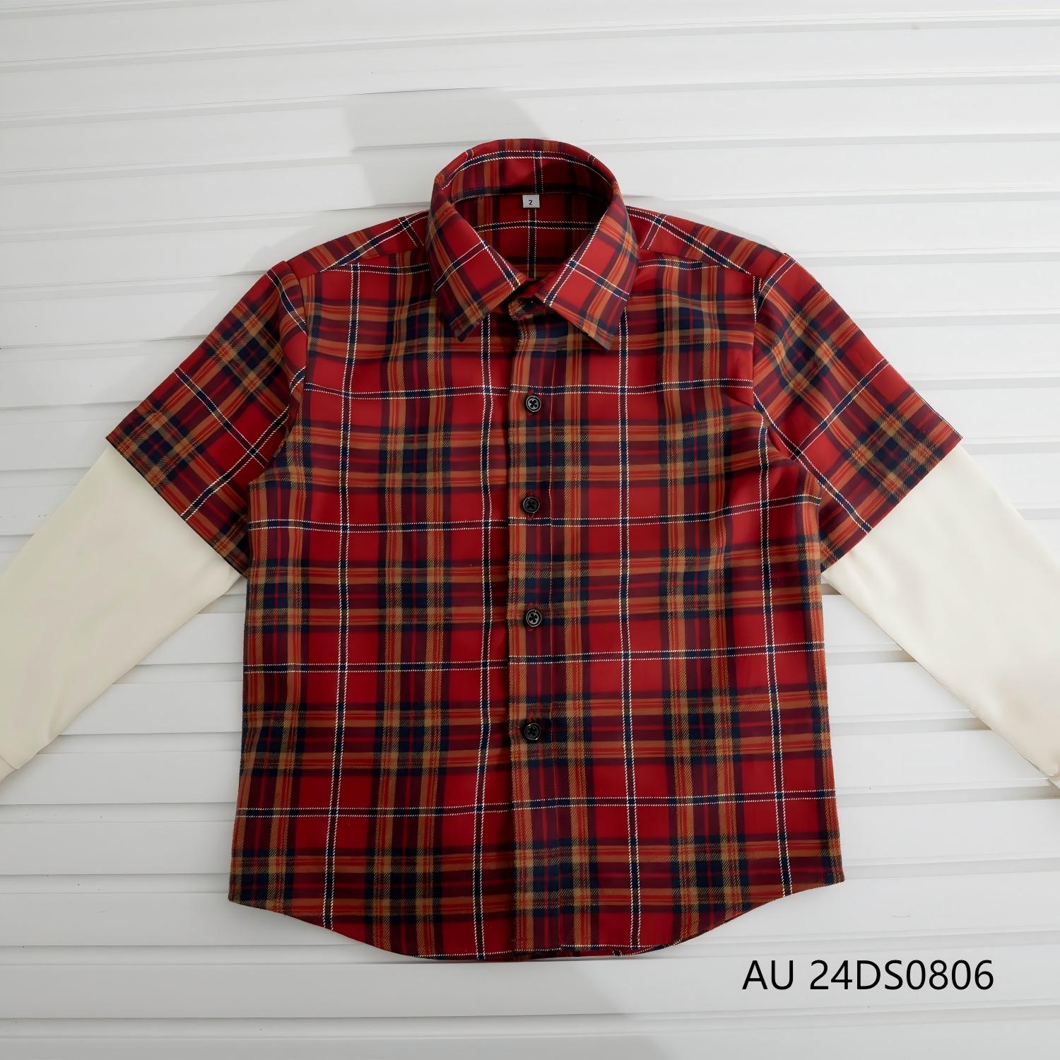 Men's 100% Cotton Plain And Plaid Patchwork Button Down Long Sleeve Shirts