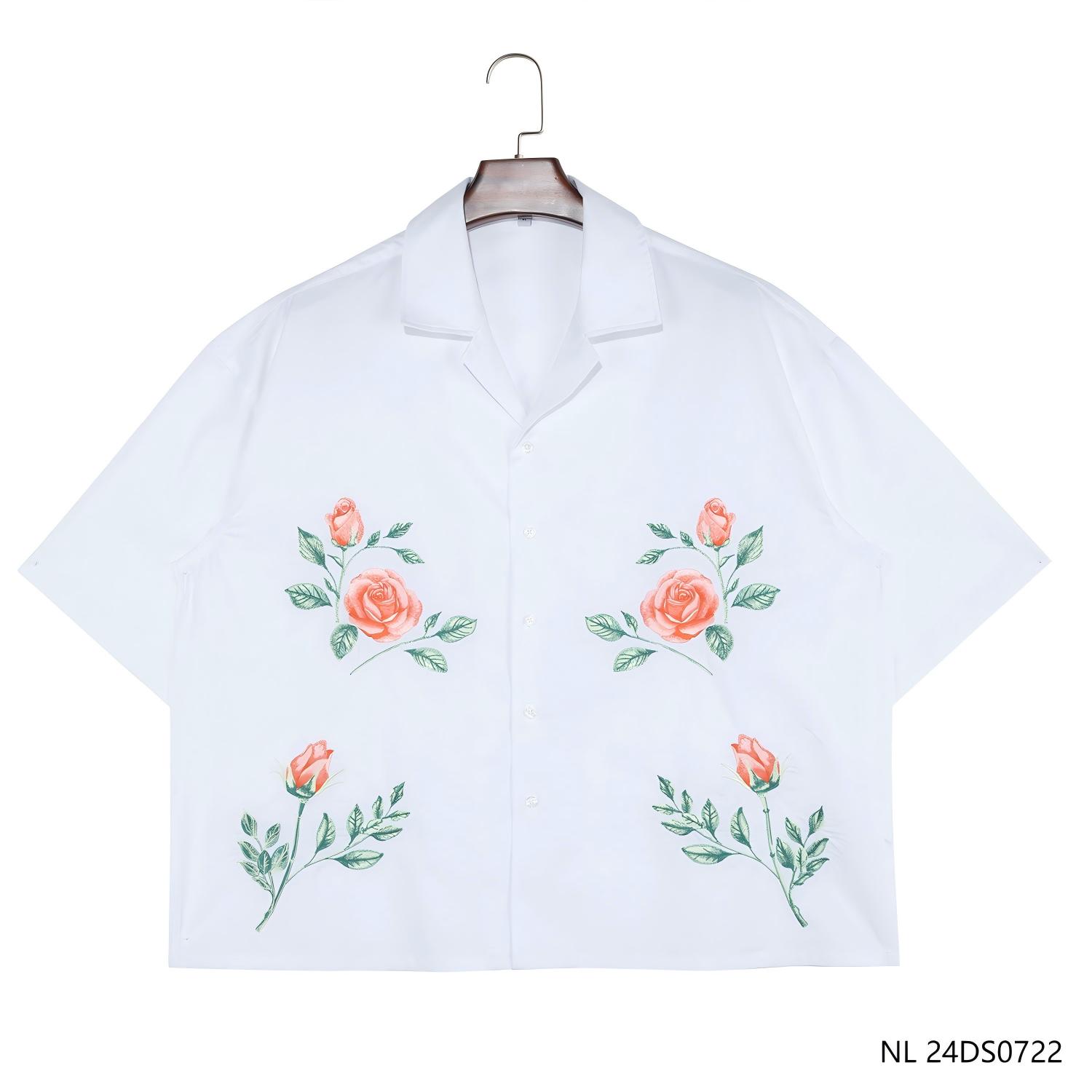 Men's 100% Cotton  Embroidered  Plain Short Sleeve Button Down Shirts