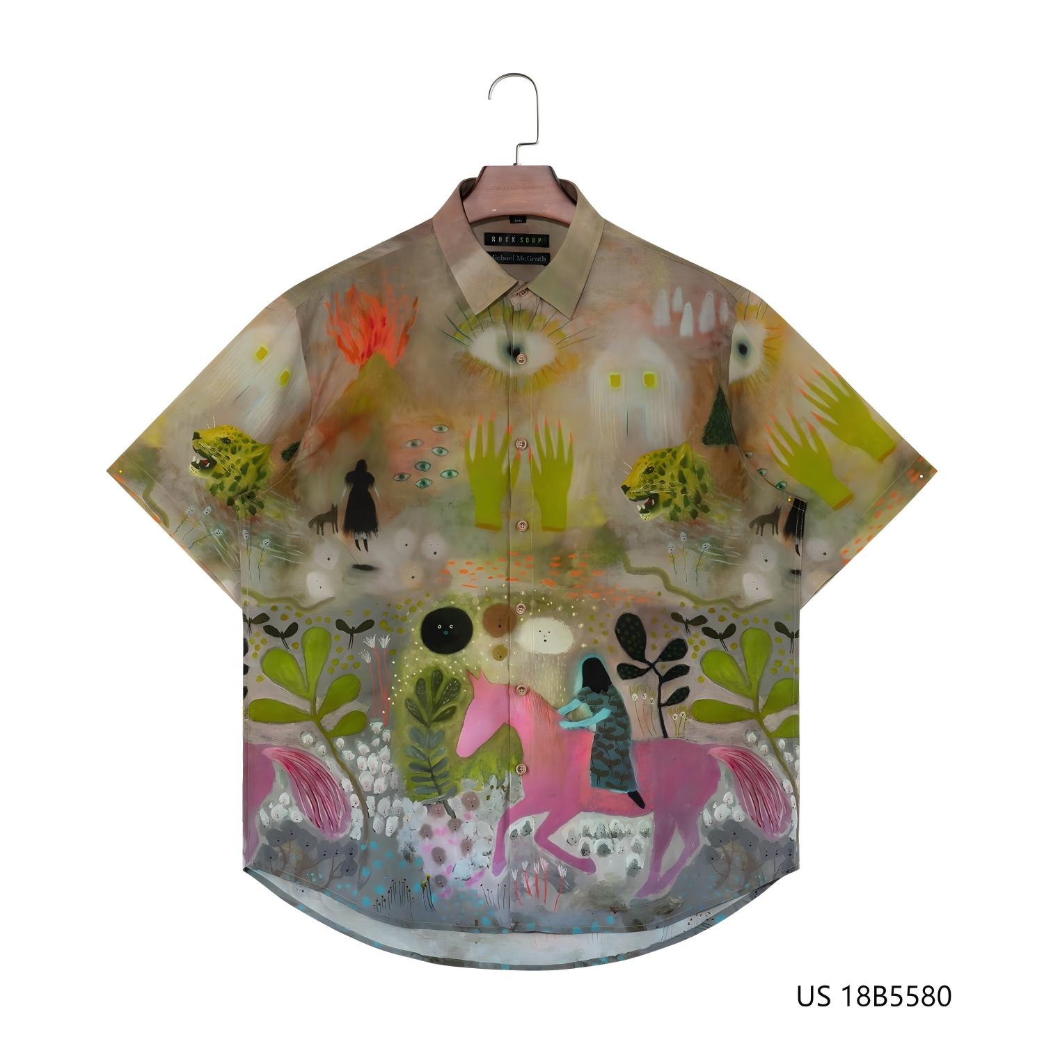 Men's 94% Tencel  6% Linen Colorful Short Sleeve Button Down Shirts