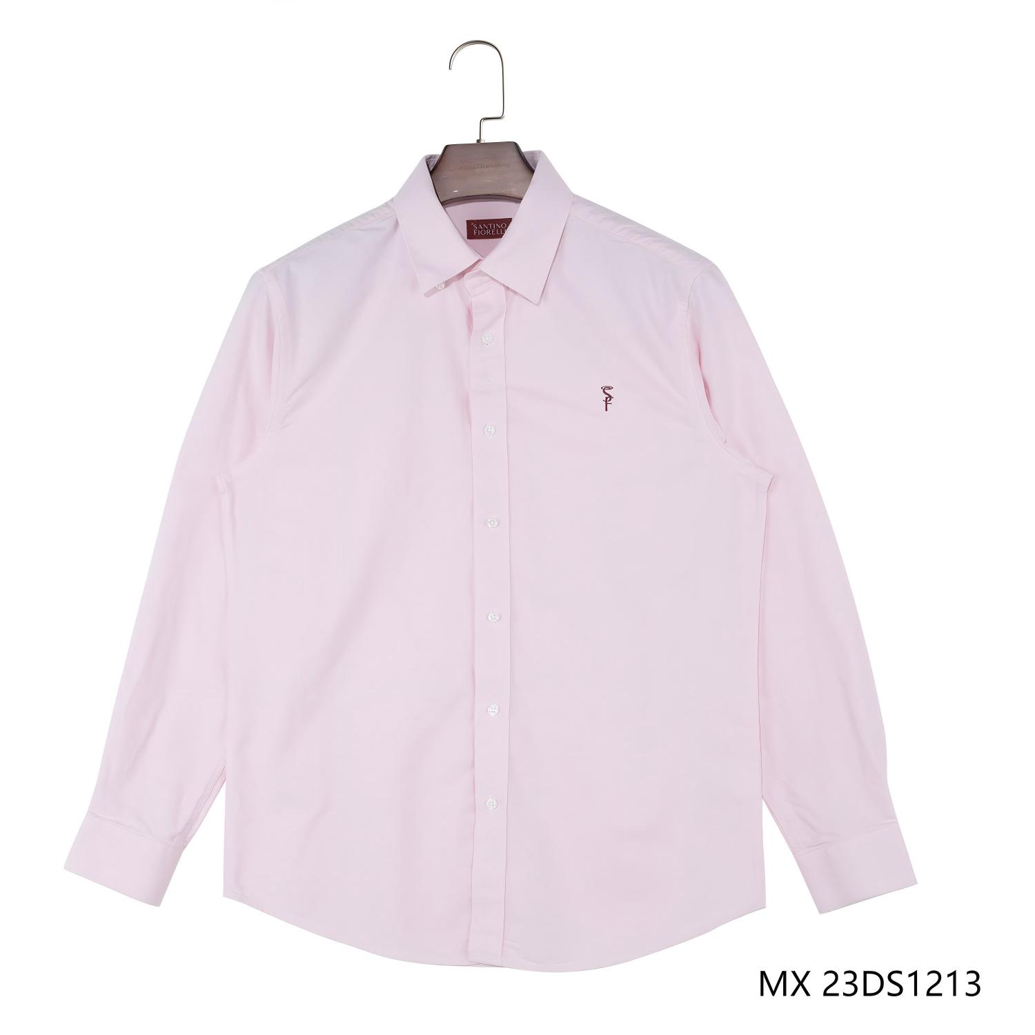 Men's 100% Cotton Light Pink Plain Button Down Long Sleeve Shirts